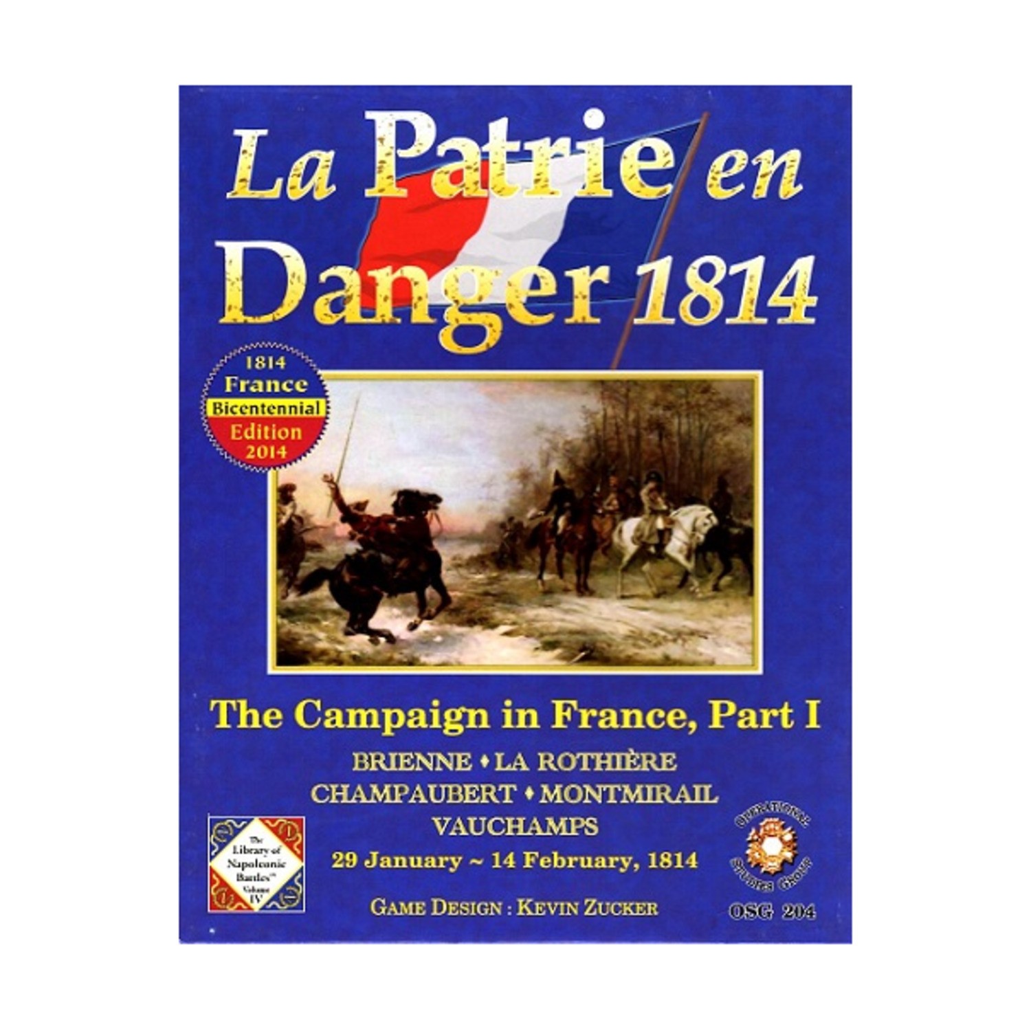 OSG Wargame La Patrie en Danger 1814 (Bicentennial Ed) Box VG+/NM