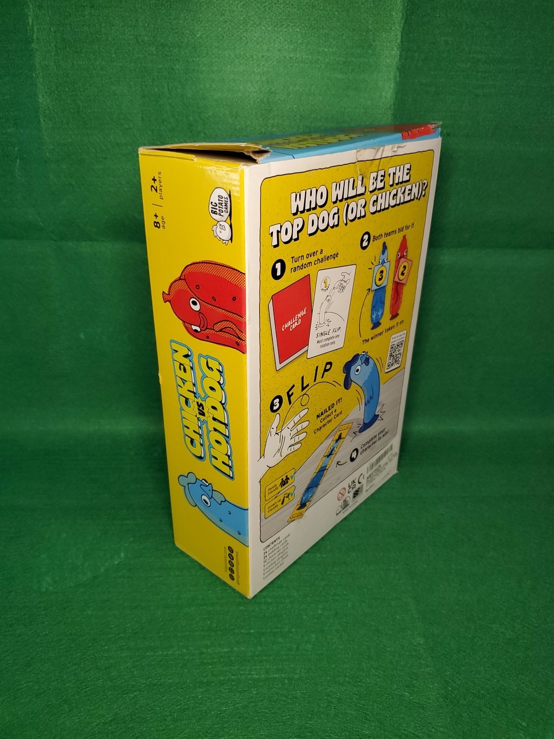 Big Potato Chicken vs Hotdog Action Party Game Used 8+ 2 Players Flip Stick READ