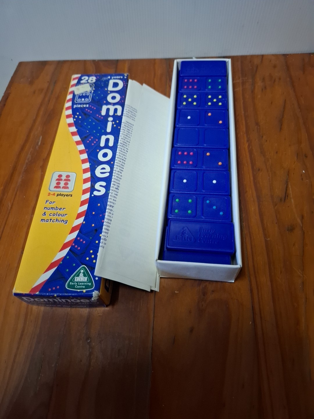 Vintage Dominoes 28 Tiles w/Braille Dots For Learning Multi Colour Matching 2000