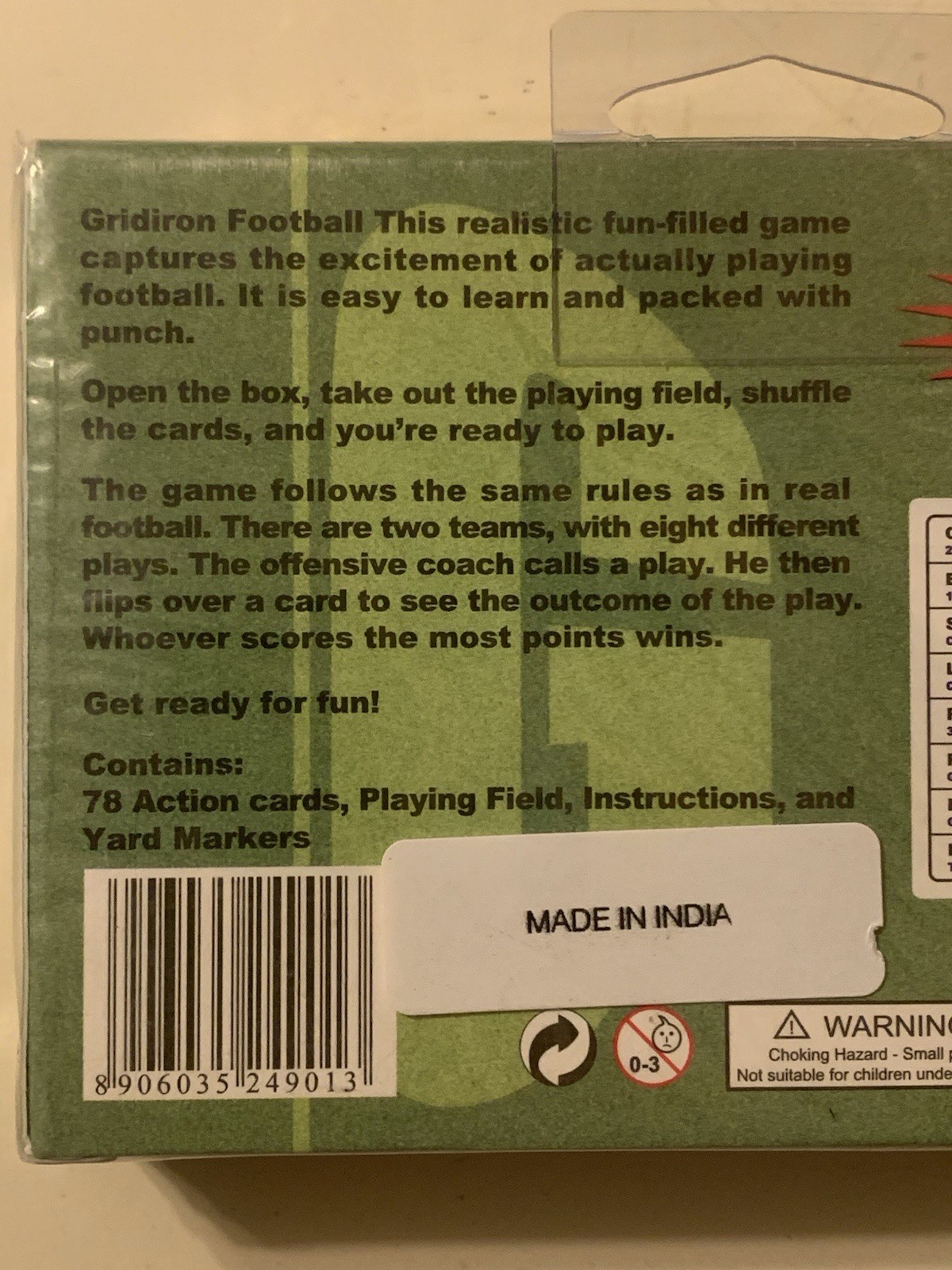 Gridiron Football The Realistic Football Card Game Ages 7+ 1-2 Players Brand New