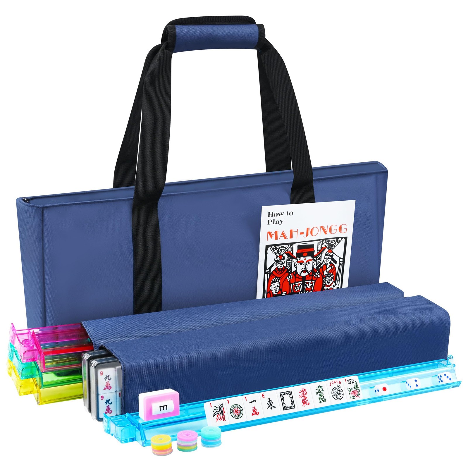 Faaexu American Mahjong Tile Set Include 166 Tiles 4 All-in-One Mahjong Racks…