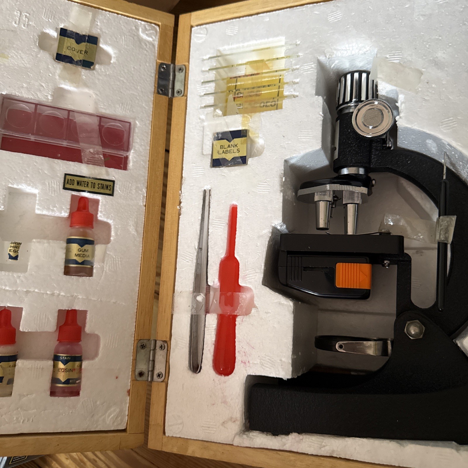 Skilcraft Microlab With Glass Optics Wooden Case Complete