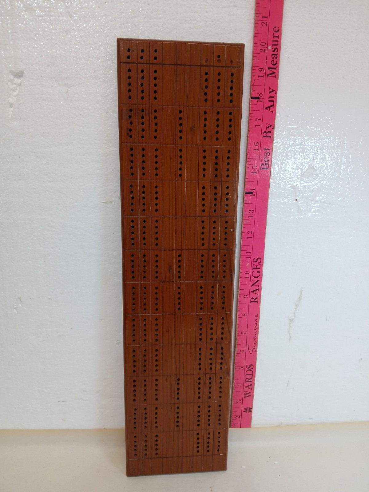 Vintage Handmade Wooden Cribbage Board 20″ 3 Track Signed 1994 No Pegs