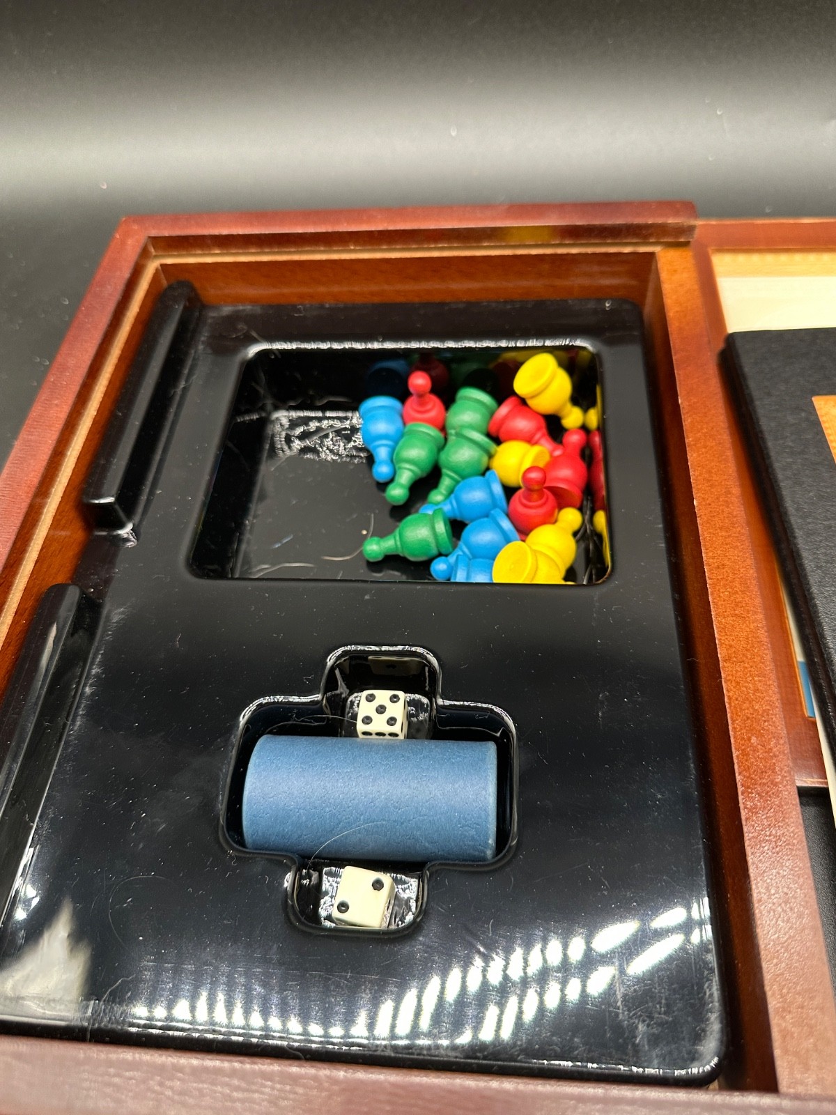 Bookshelf Edition in Wood Box of Board Game Parcheesi 2011 COMPLETE