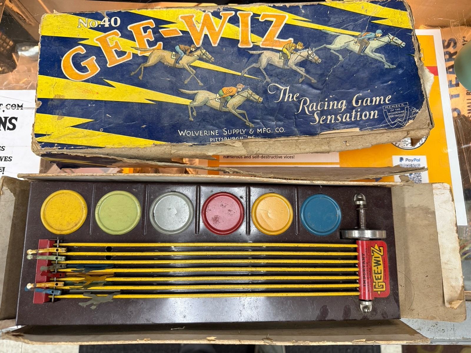 Vintage Wolverine Gee-Wiz No.40 Horse Racing Tin Game with Box