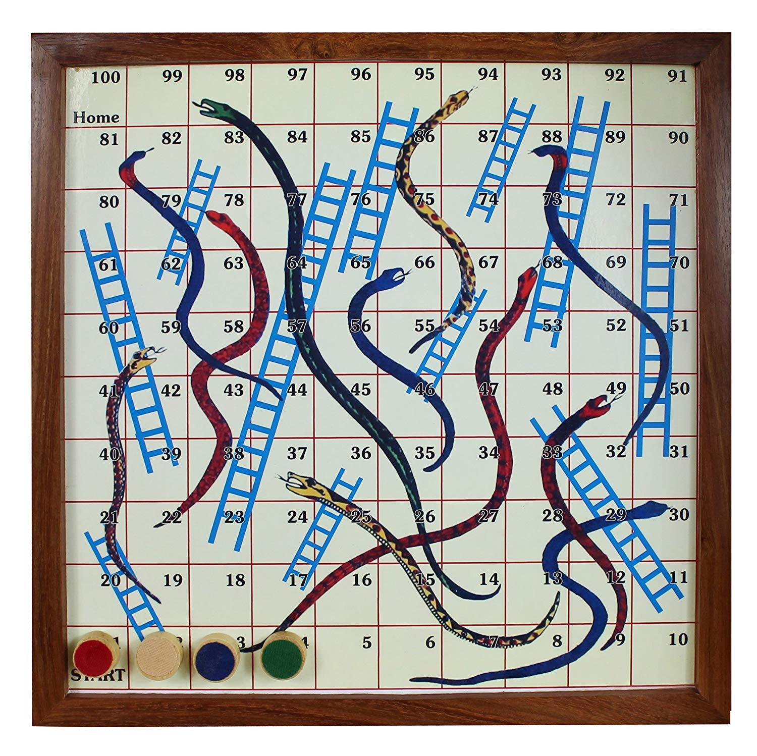 Ludo Snakes and Ladders Travel Family Board Game 2-in-1 Handmade Classic Wooden