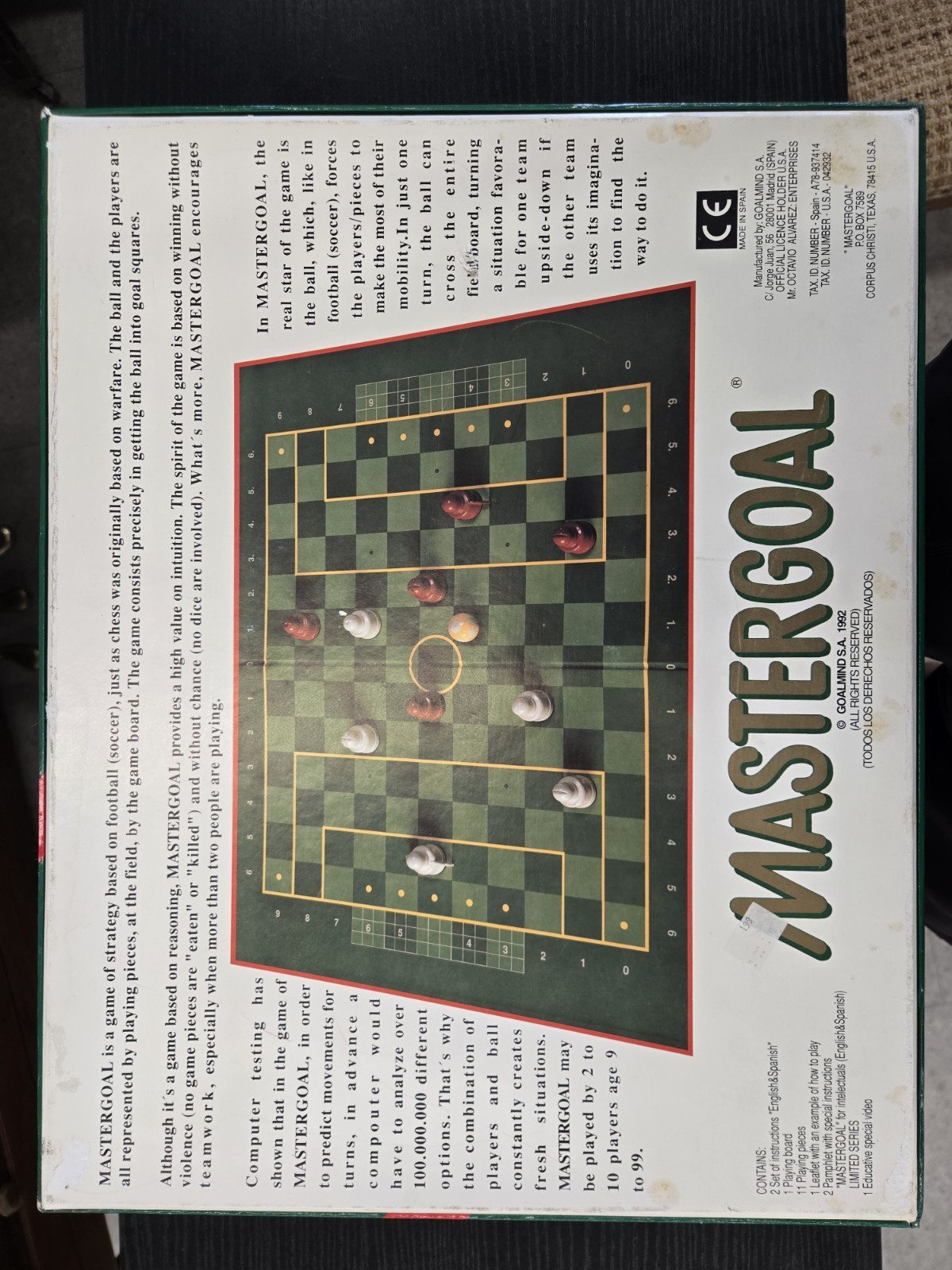 MASTERGOAL GOALMIND, 1992 Soccer Football Board Game Rare Madrid HTF