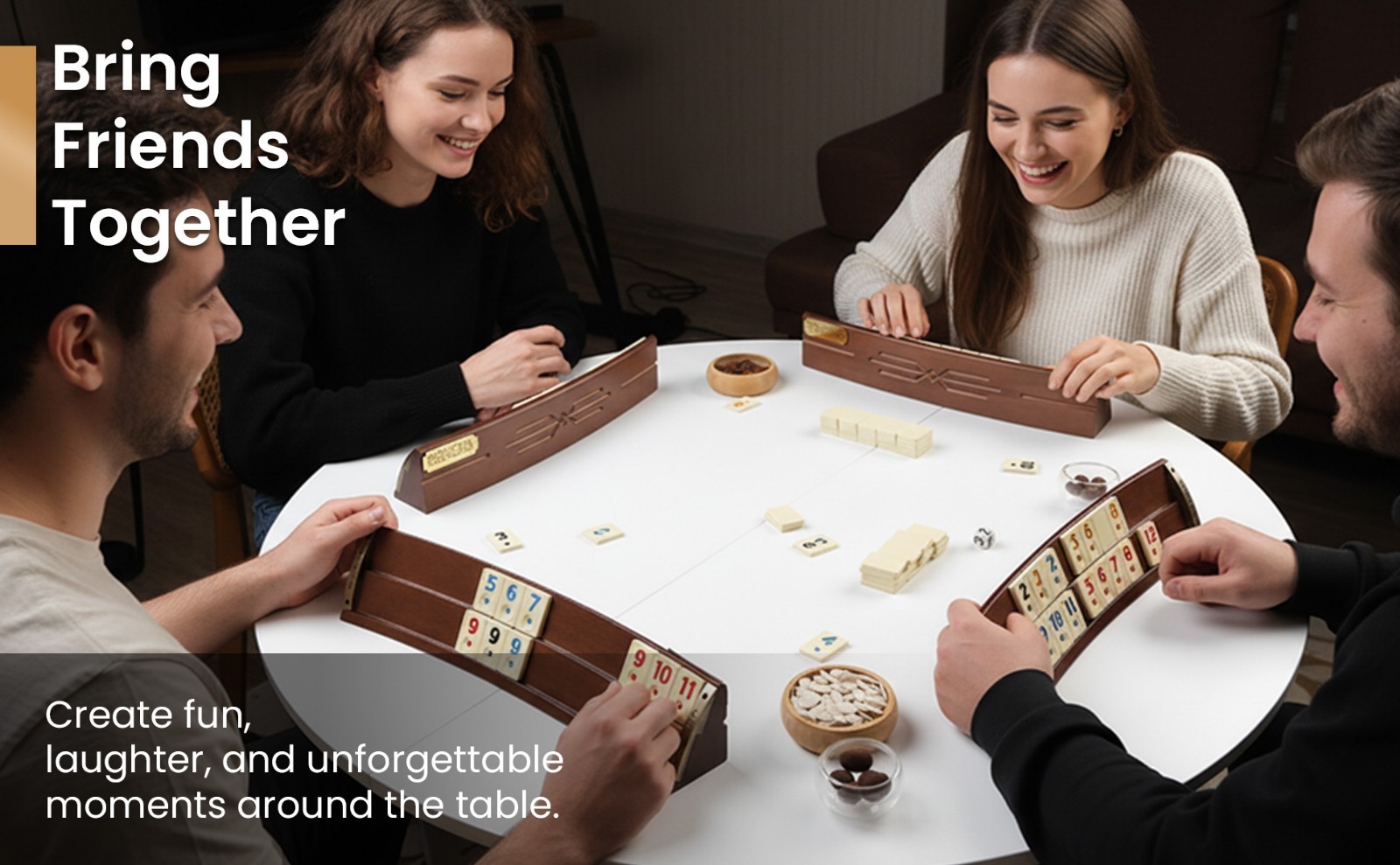 Wooden Oval Rummy Rack Set Curved Rummy Turkish Okey Personalization Gift