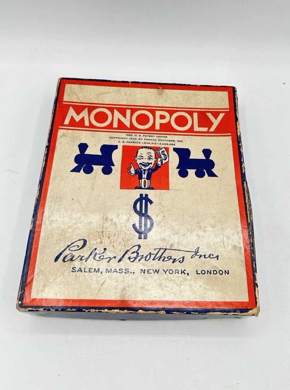 Vintage 1935 Monopoly Parts Set Metal Tokens Wood Houses NO BOARD Parker Bros