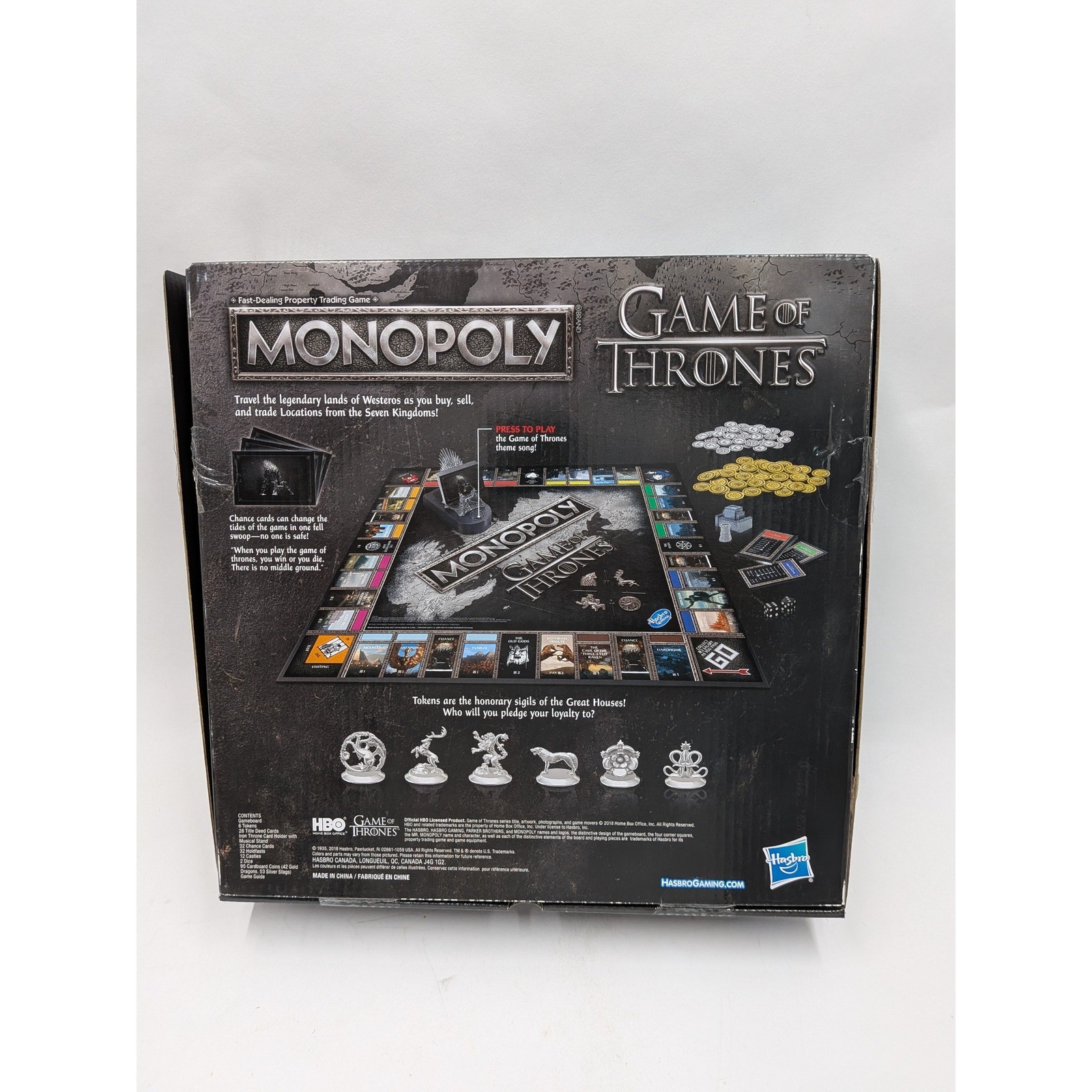 Hasbro Monopoly Game of Thrones Board Game Musical Iron Throne E3278 Complete