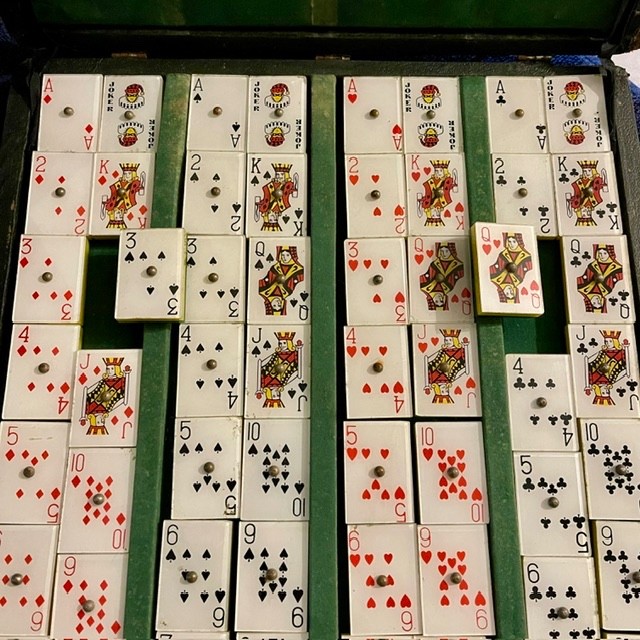 Vintage Three-Layer Poker Dominoes With Spinners in Original Case