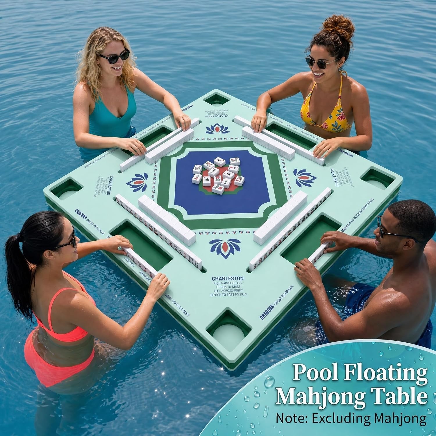 Large Floating Mahjong Table for Pool Water Game Table for Kids and Adults