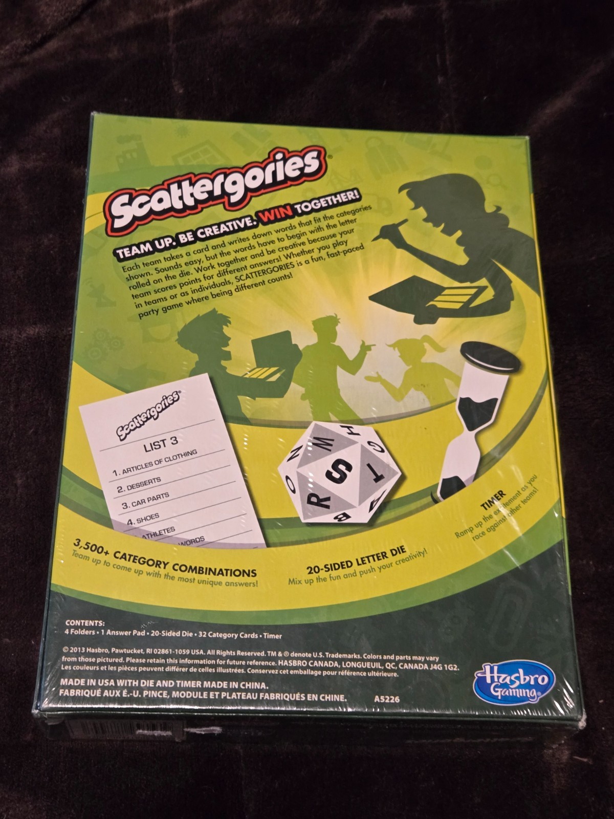 Scattergories Hasbro 2013 Interactive Board Game Green Box Factory Sealed A5226