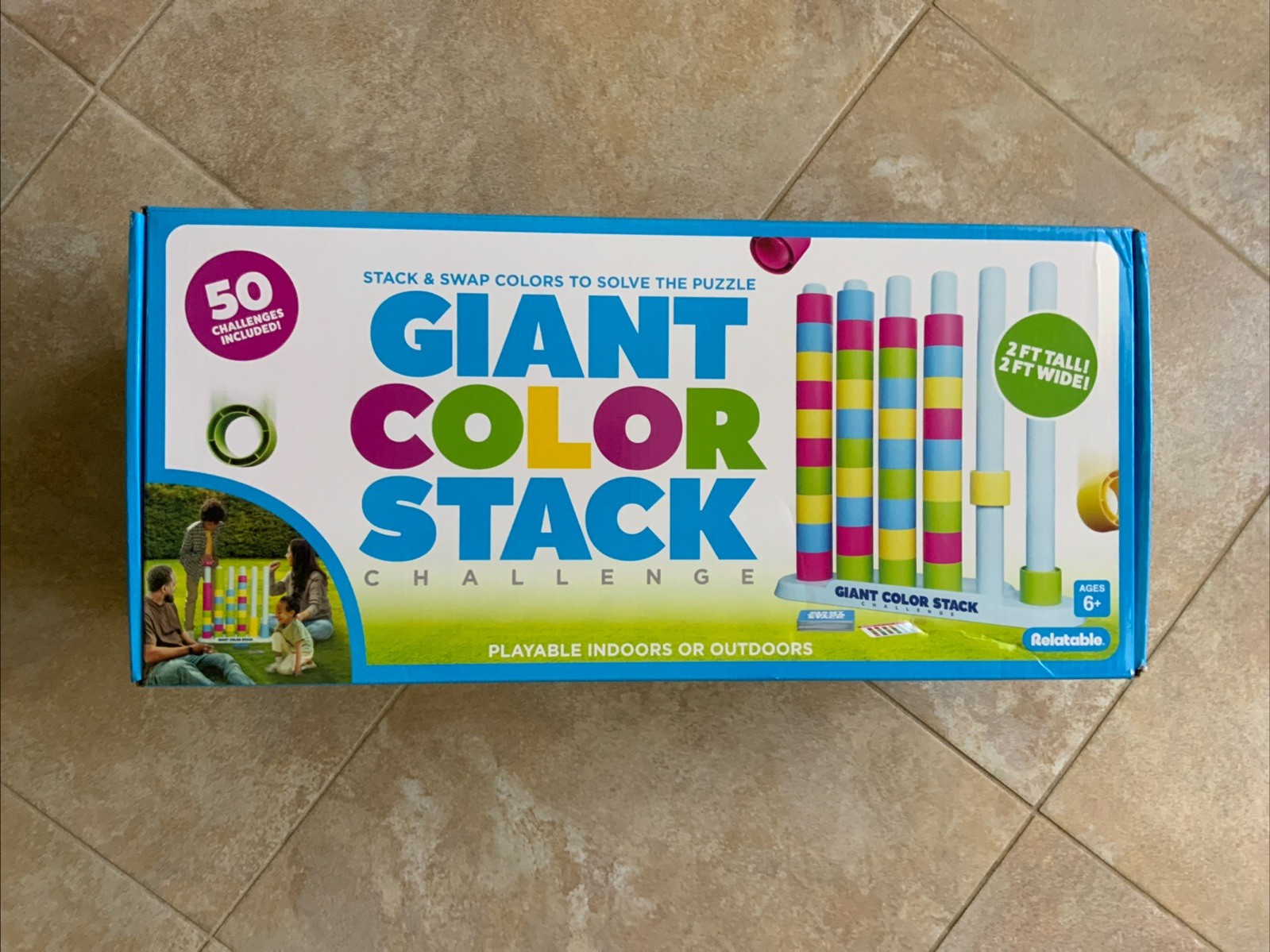 Giant Color Stack Challenge Game 50 Puzzles Outdoor Fun 2’ x 2’ NEW