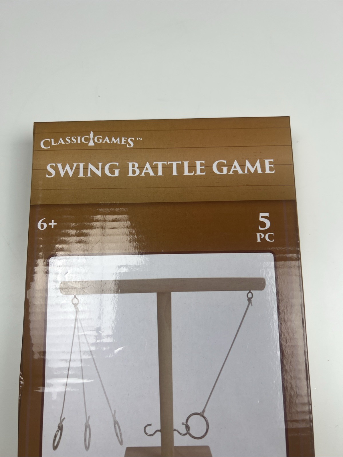 Classic Swing Battle Ring Toss Game 5pc Wooden Hook & Ring Outdoor/Indoor 2 Play