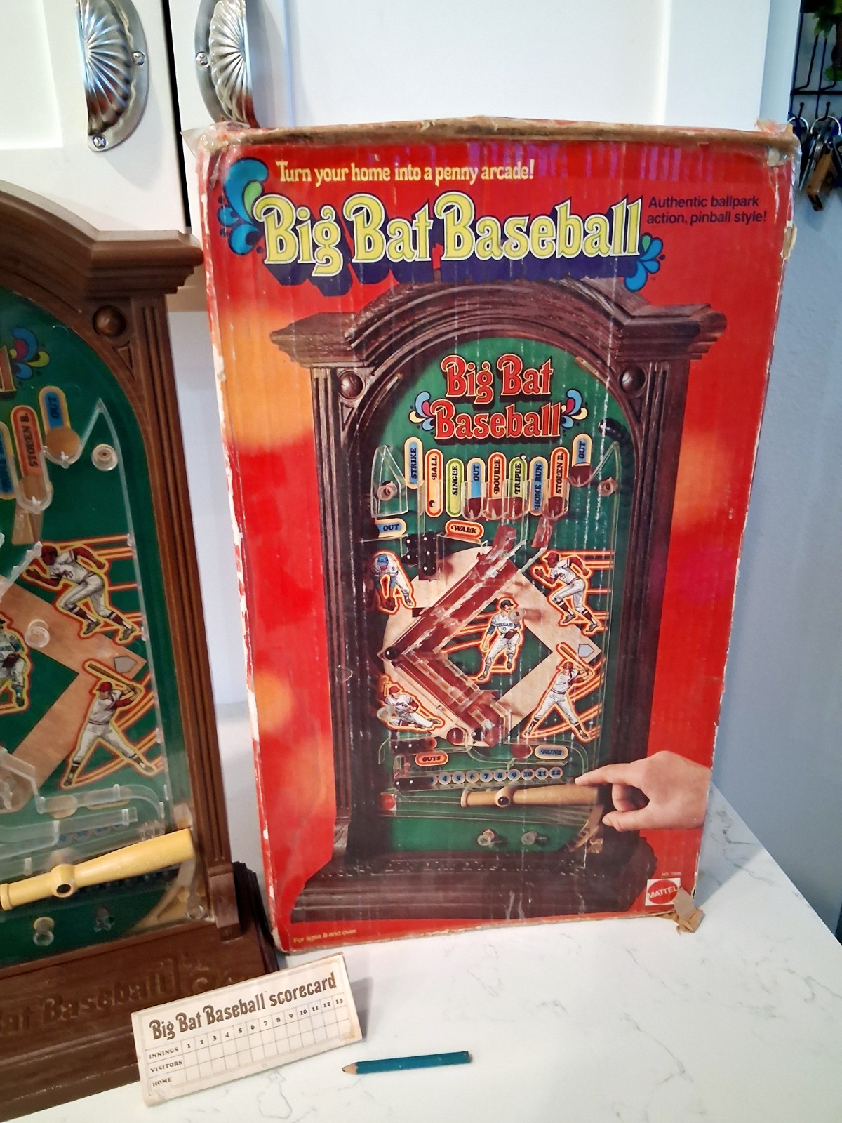 Vintage 1975 Mattel Big Bat Baseball Game Arcade/Pinball Style Complete Working*