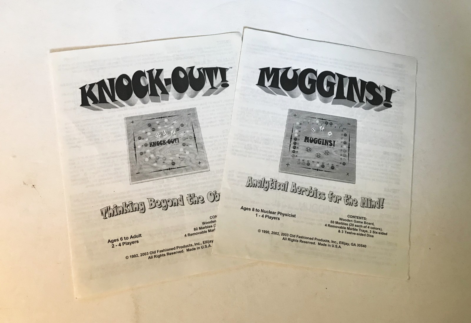 Vintage – “MUGGINS” & “KNOCK-OUT” – Reversible Wooden Game Board – Complete