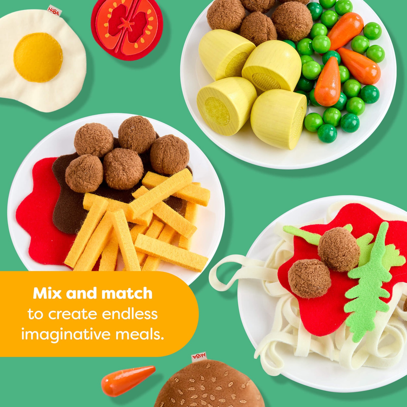 HABA Creative Play Meal Kit – Play Food Set with 80+ Accessories for Ages 3+