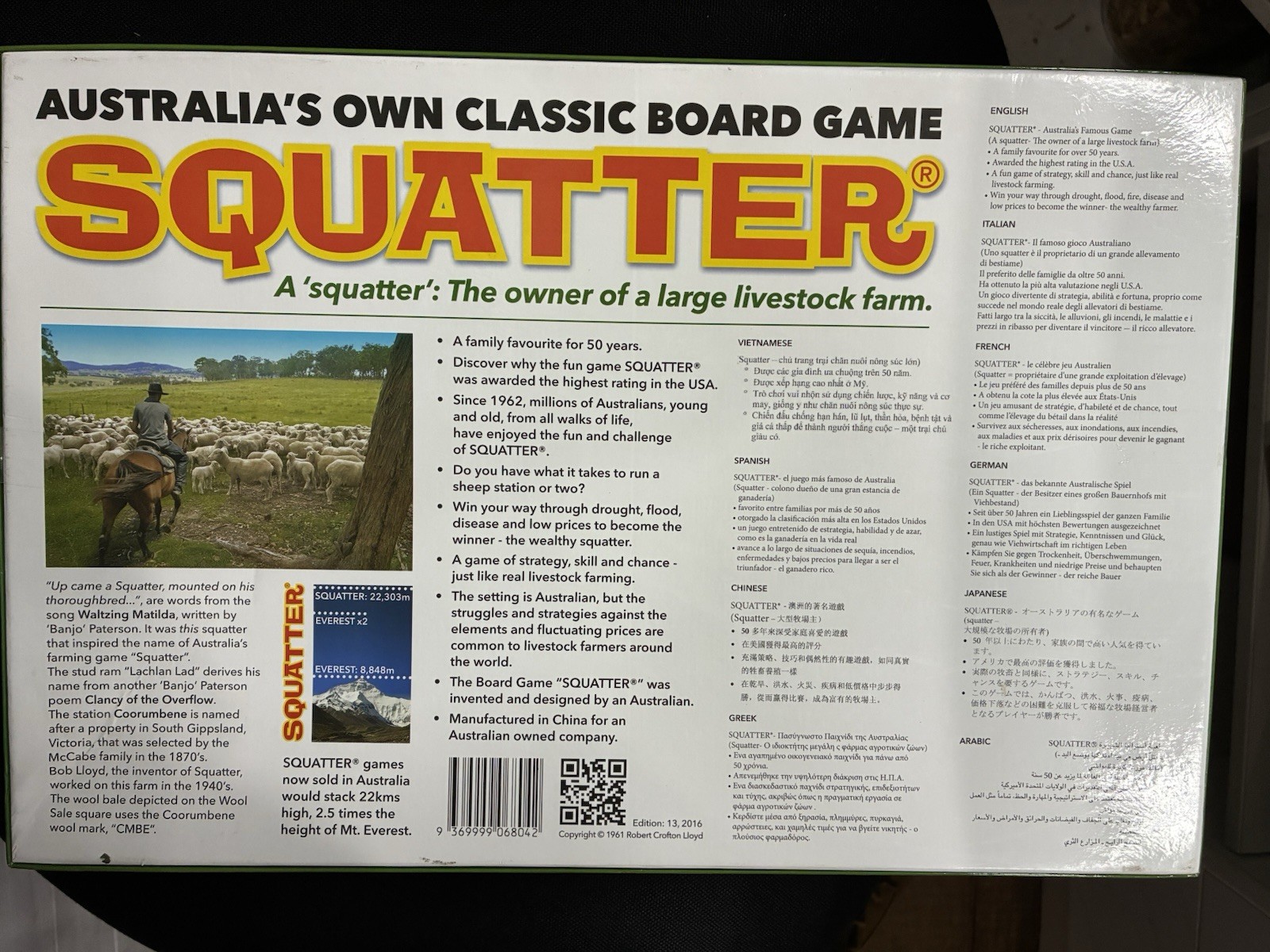 Squatter Australia Classic Board Game 2016 Edition 13 Sheep Grazing Business Fun