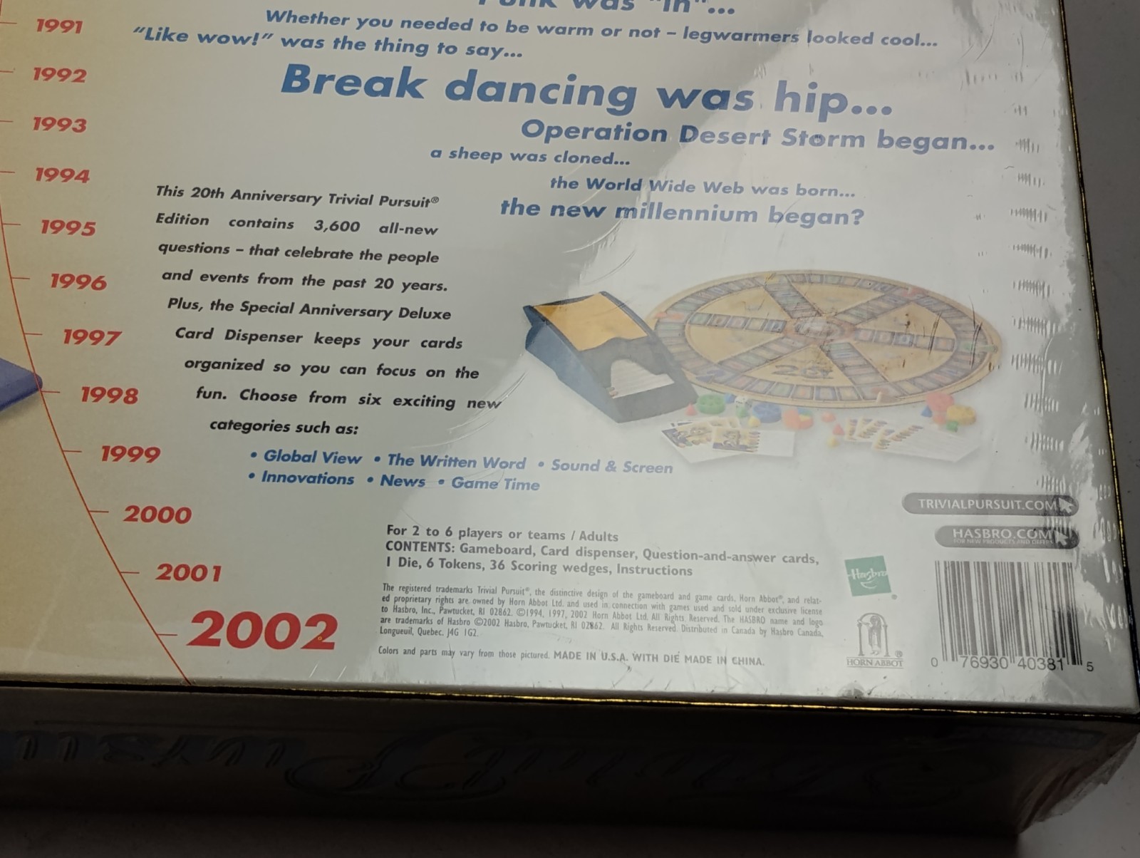 TRIVIAL PURSUIT 20TH ANNIVERSARY Edition Family Board Trivia Game~New & Sealed