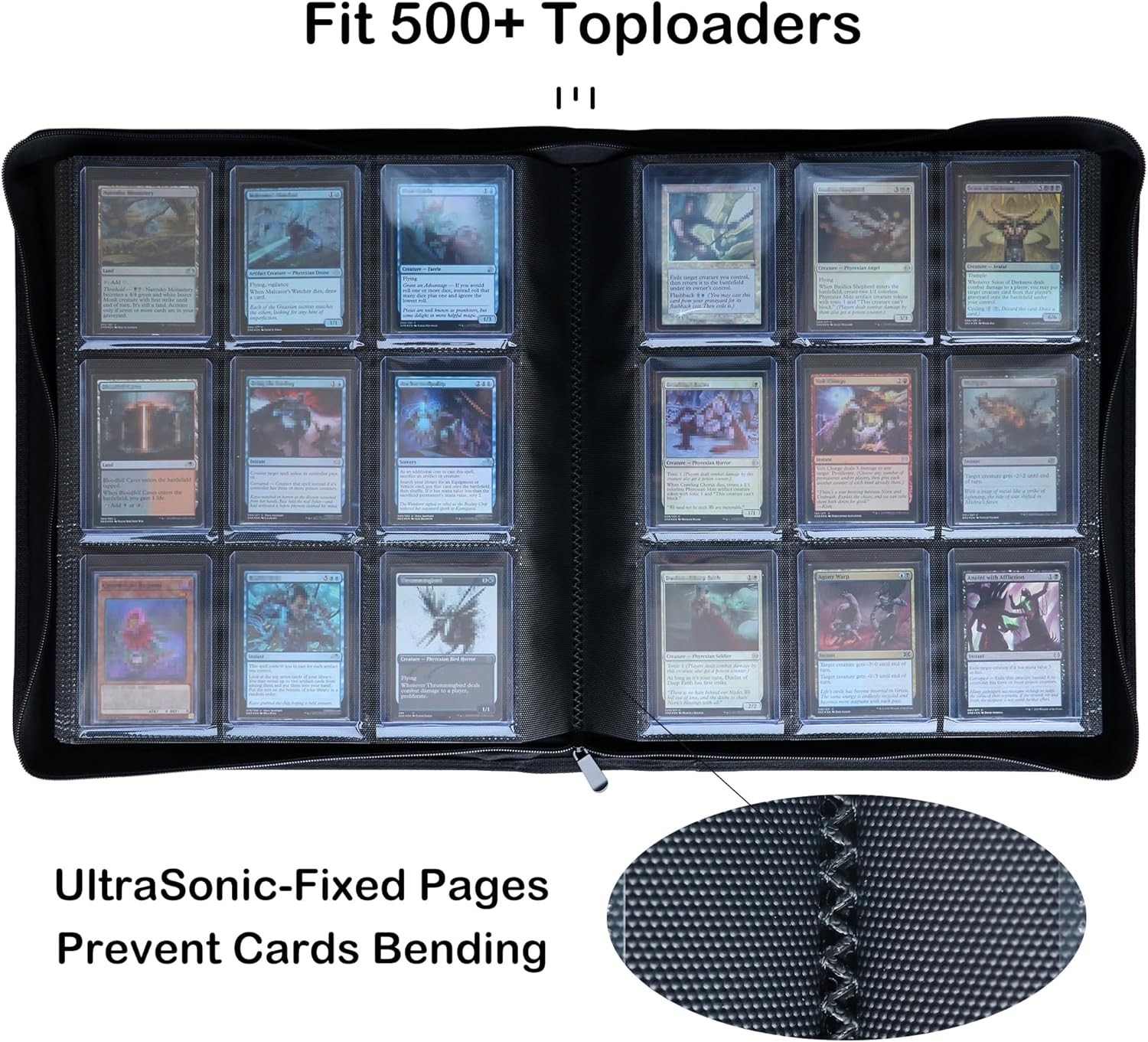 Toploader Binder, Holds 504 Toploaders, 9-Pocket 3 inches x 4 inches, Black