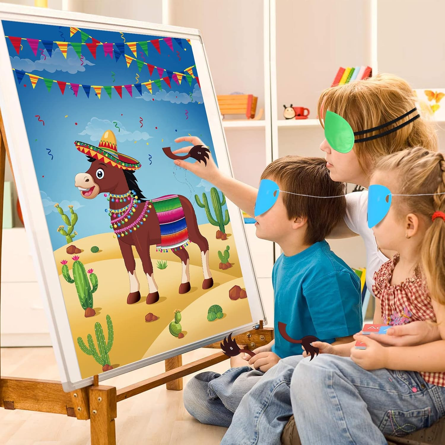 Pin The Tail On The Donkey Party Game with 50 Pcs Tails Large Mexican Donkey Gam