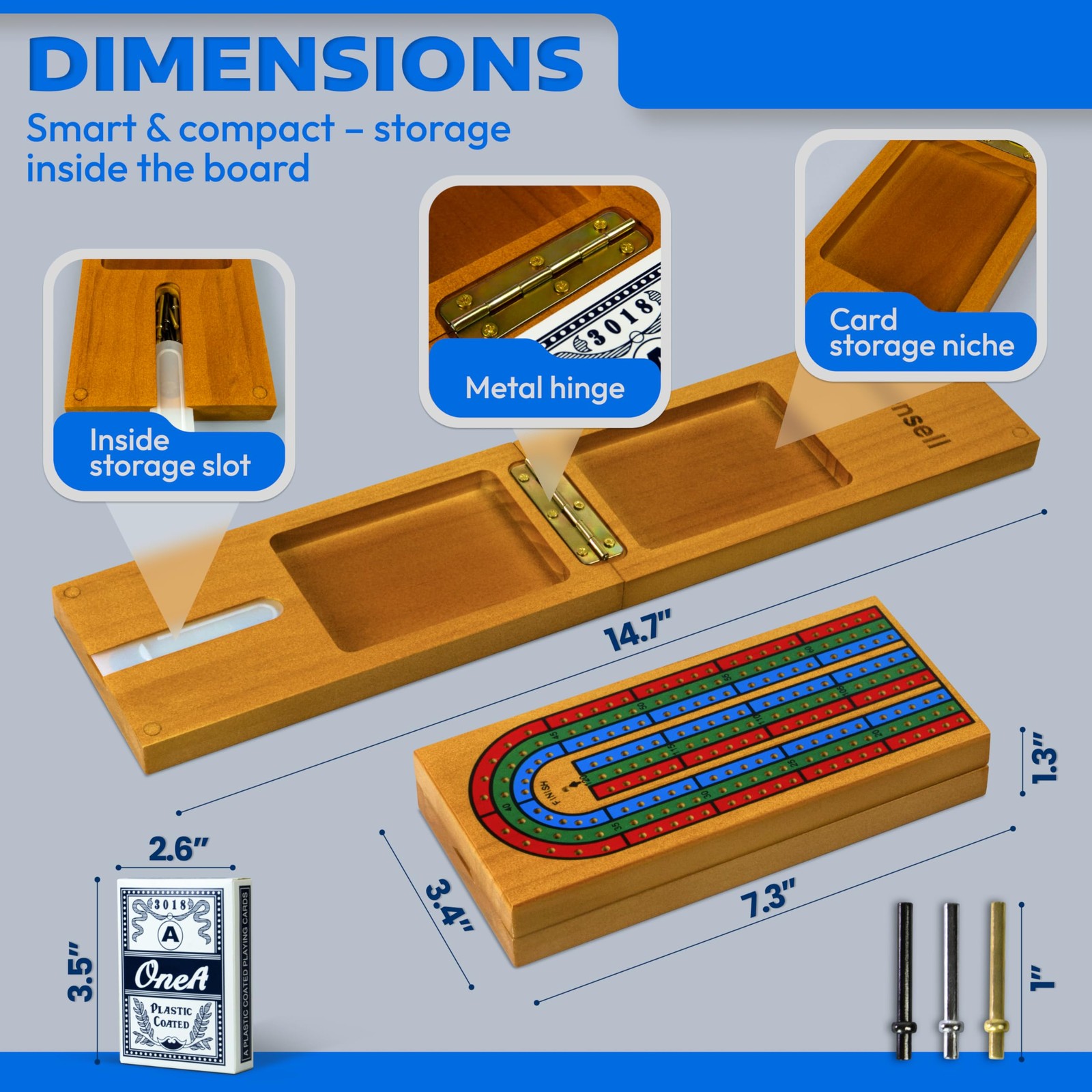 Cribbage Board Game Set with Storage – Classic Game Travel Cribbage Board wit…