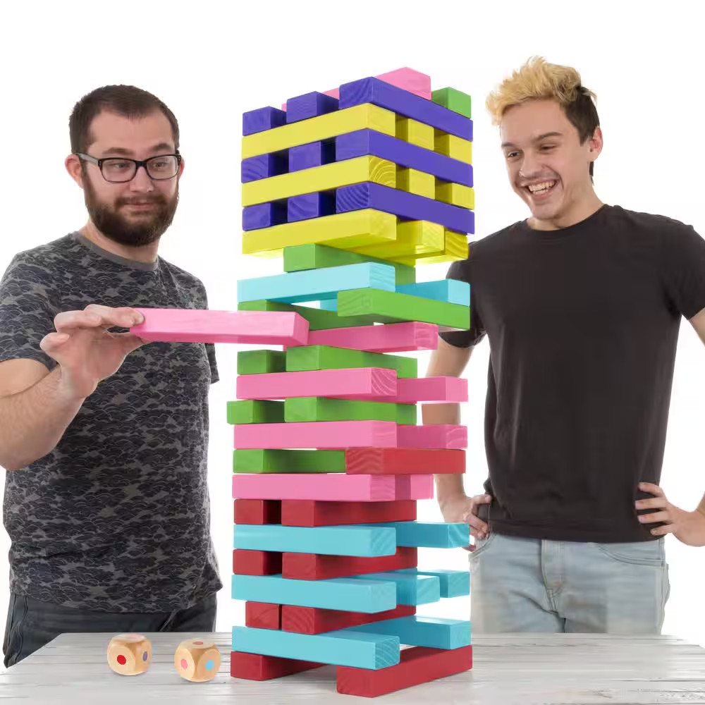 Nontraditional Giant Wooden Rainbow Blocks Tower Stacking Game