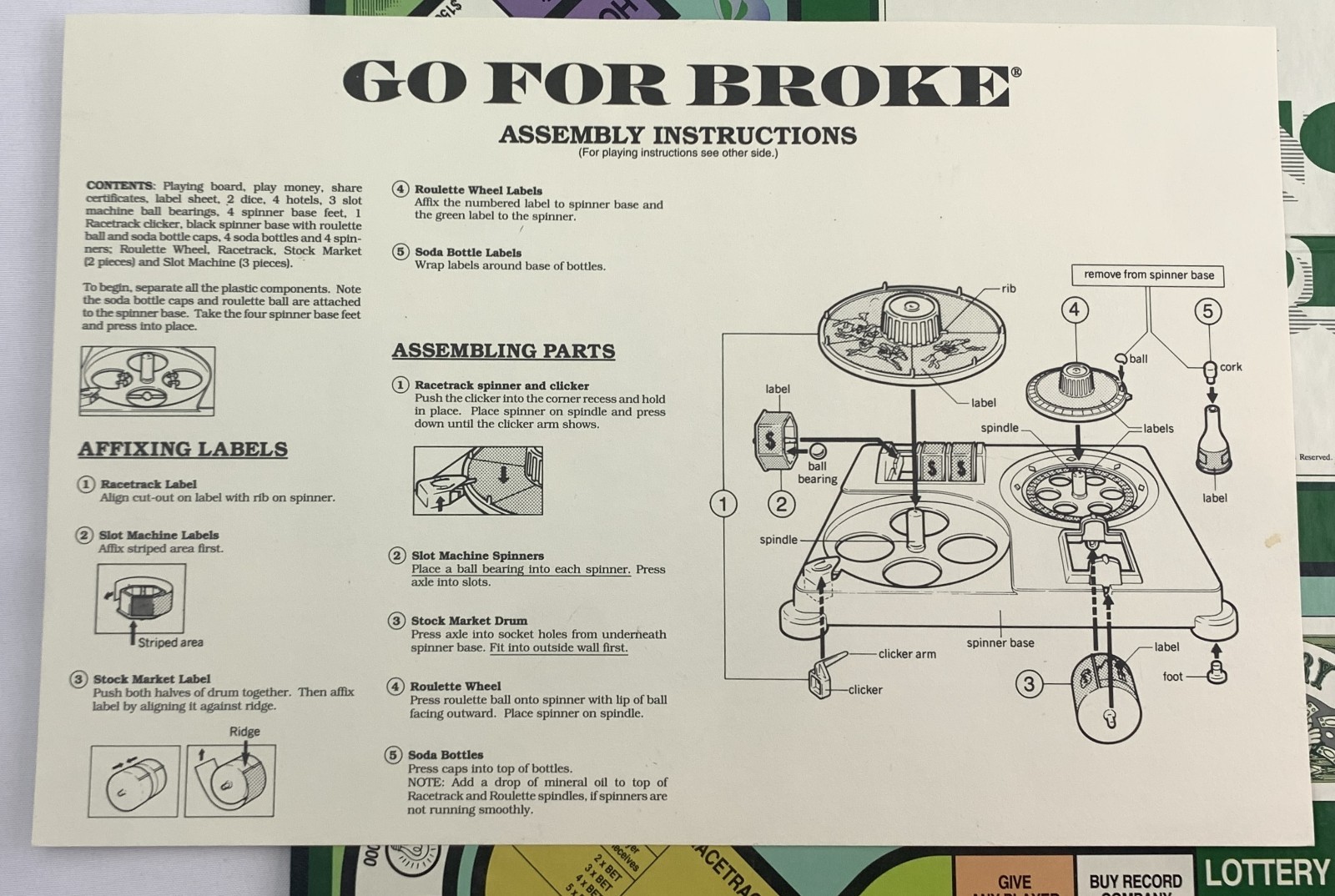 1992 Go For Broke Board Game by Selchow & Righter Complete in Good Condition