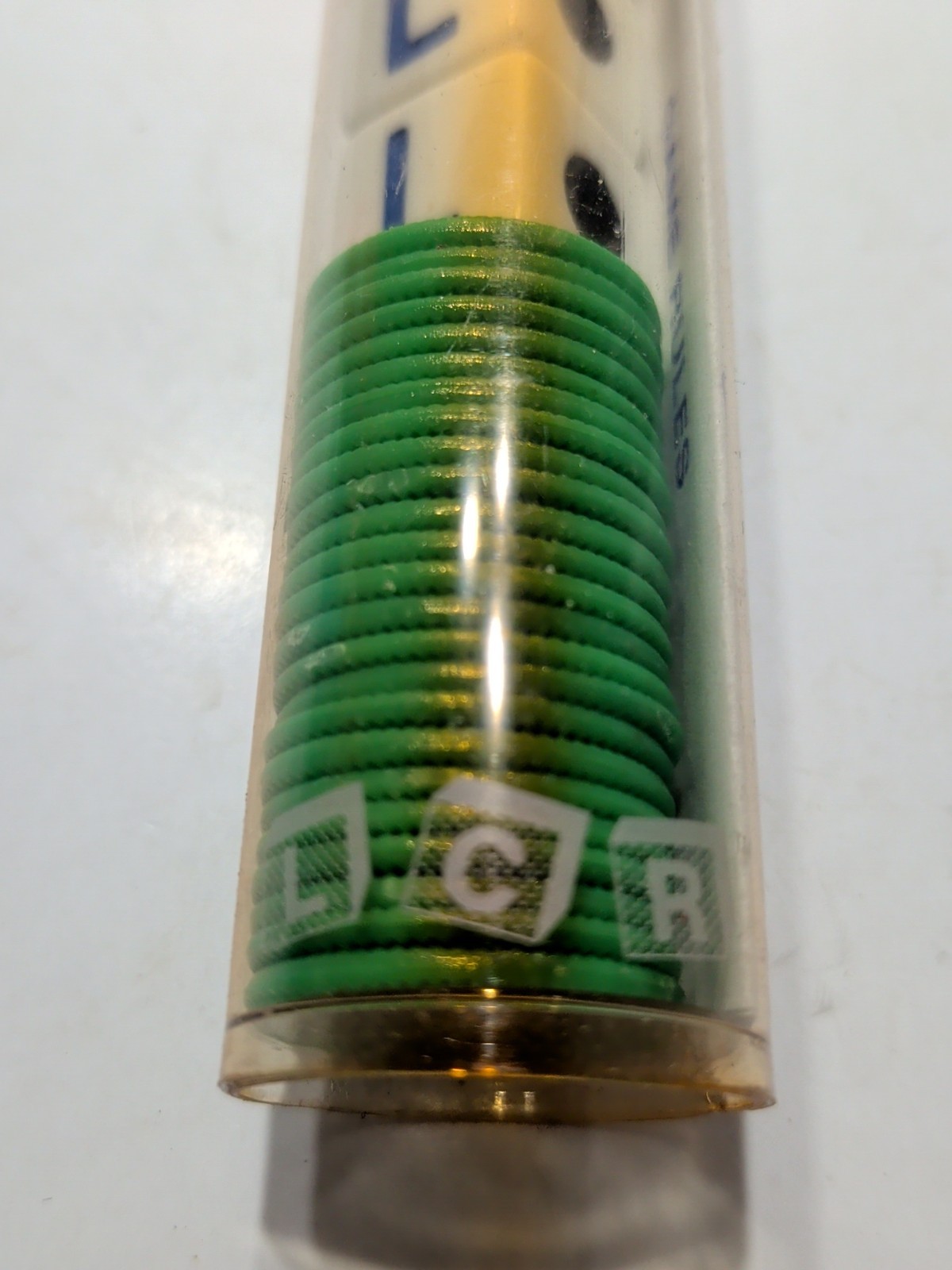 ✨VINTAGE✨ LCR Left Center Right DICE GAME in Tube COMPLETE w/Instructions, 1992