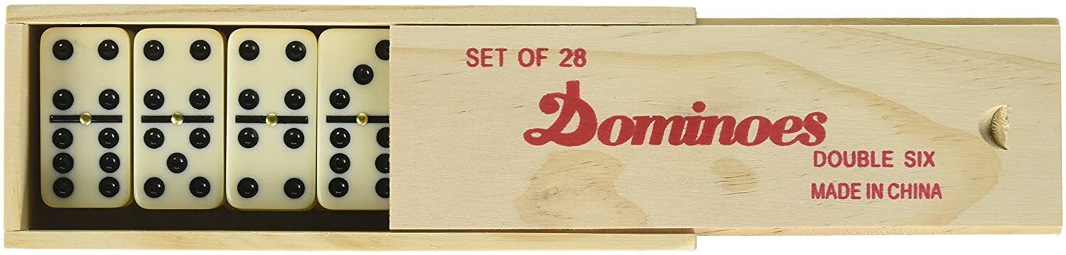 Double 6 Professional Domino Tiles with Spinner in Wooden Box
