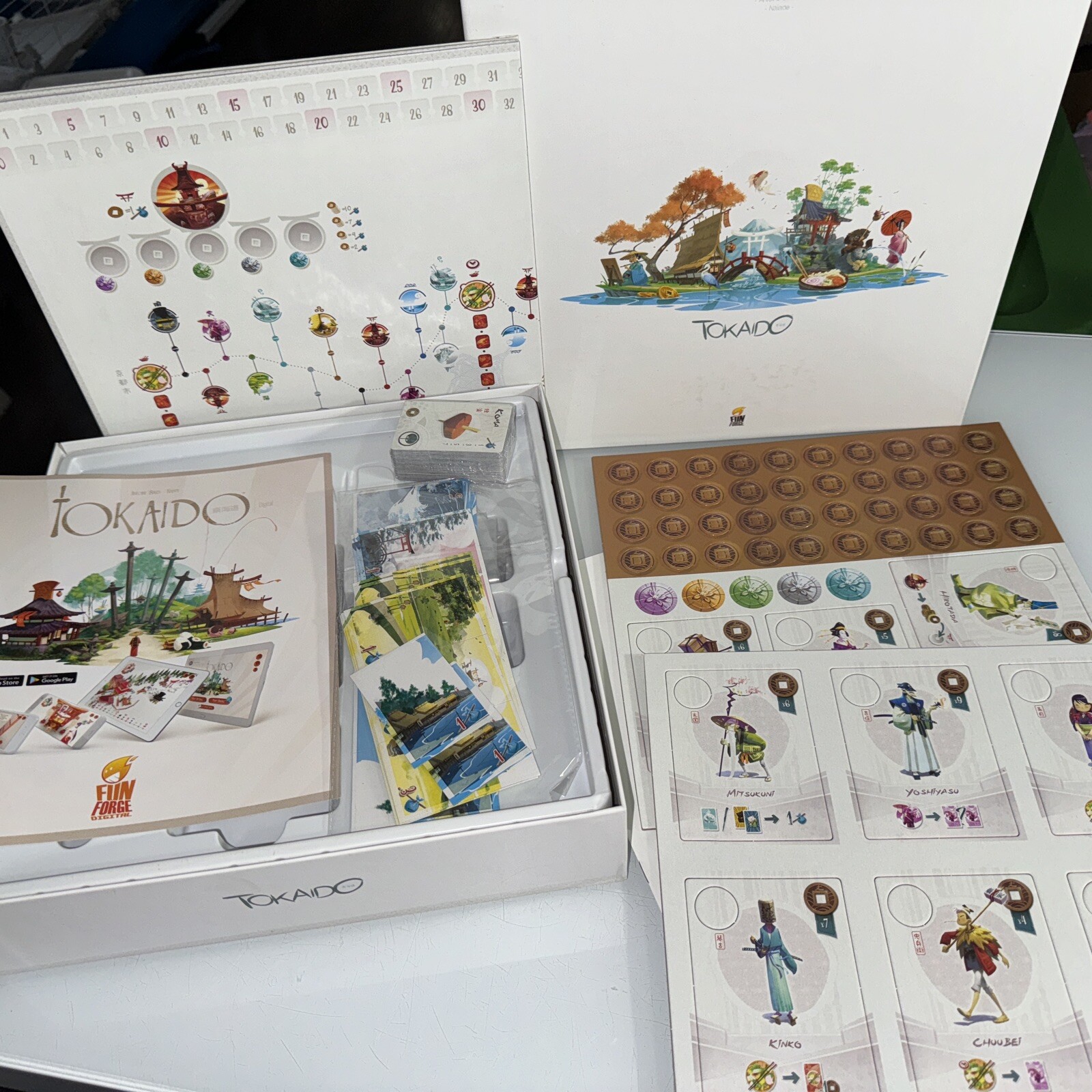 Tokaido Board Game Fun Forge UNPUNCHED / Excellent / Complete