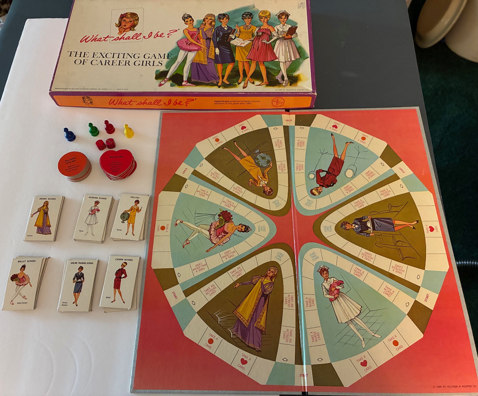 Vtg 1966 What Shall I Be? Career Girls Board Game Complete Selchow Righter