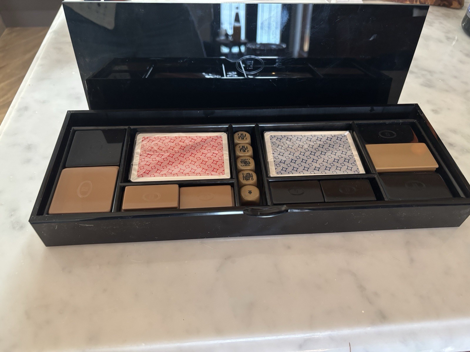 Vintage FENDI Poker Chip Game Set Lucite Carte Di Giocho & Fisches Italy