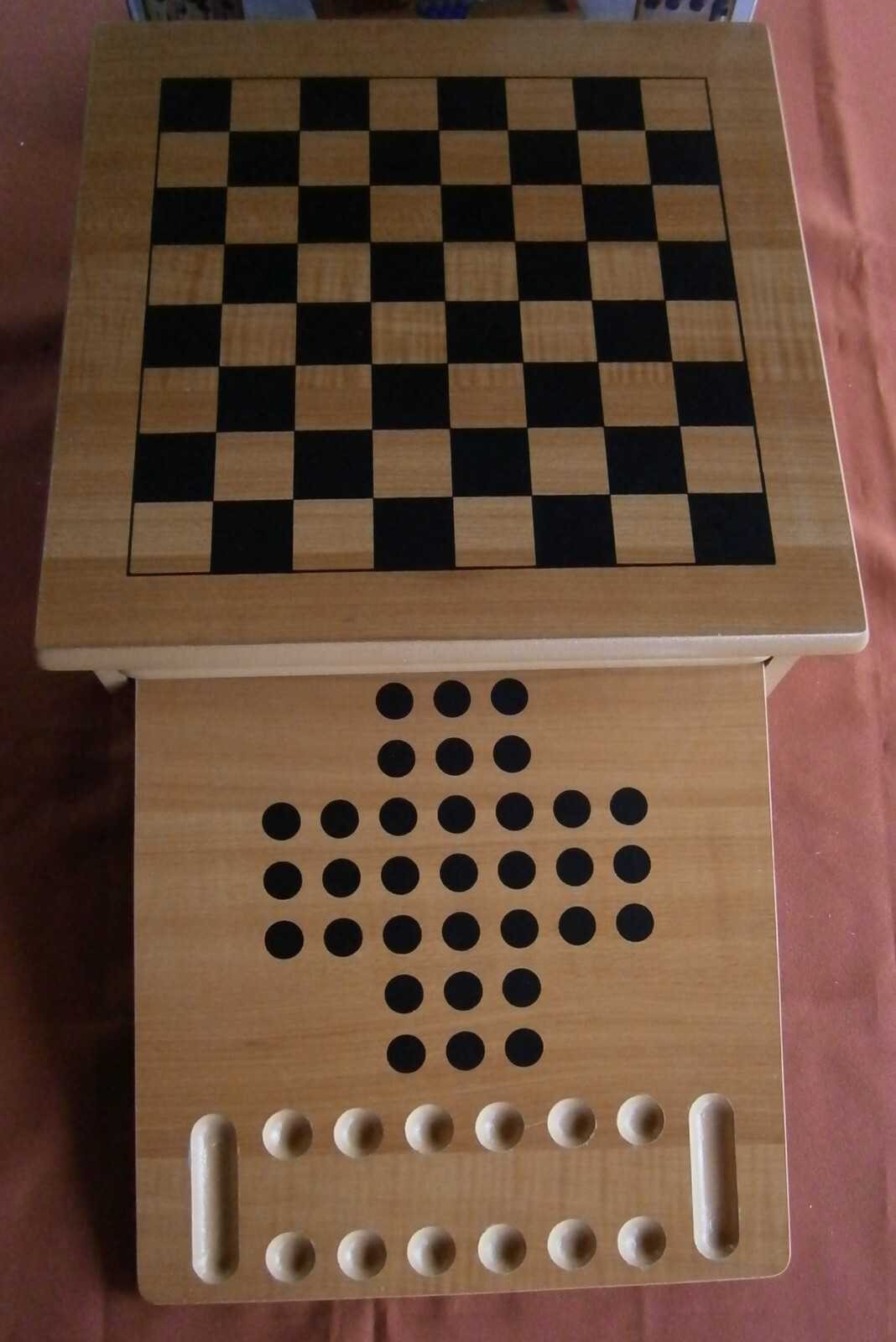 2002 Cardinal GAME HOUSE 10 Games WOOD Boards & Box Chess Checkers Pachisi Snake