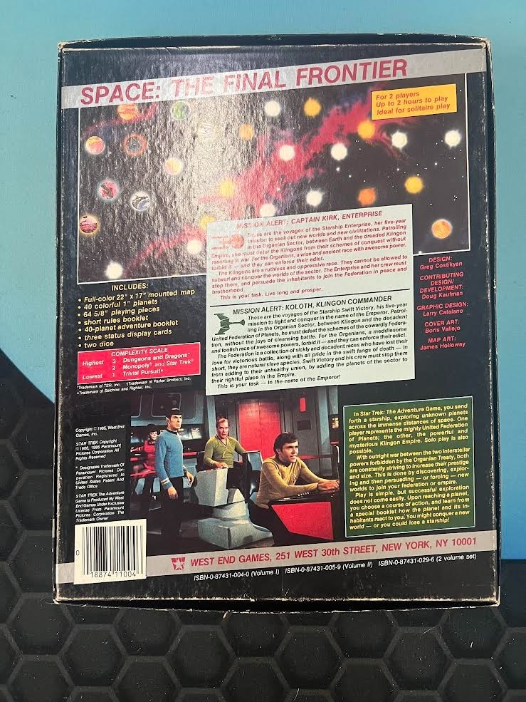 Vintage 1985 Star Trek The Adventure Game by West End Games