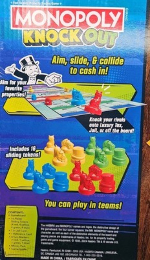 Monopoly Knock Out Board Game Sliding Tokens Family Game Fun For All Ages