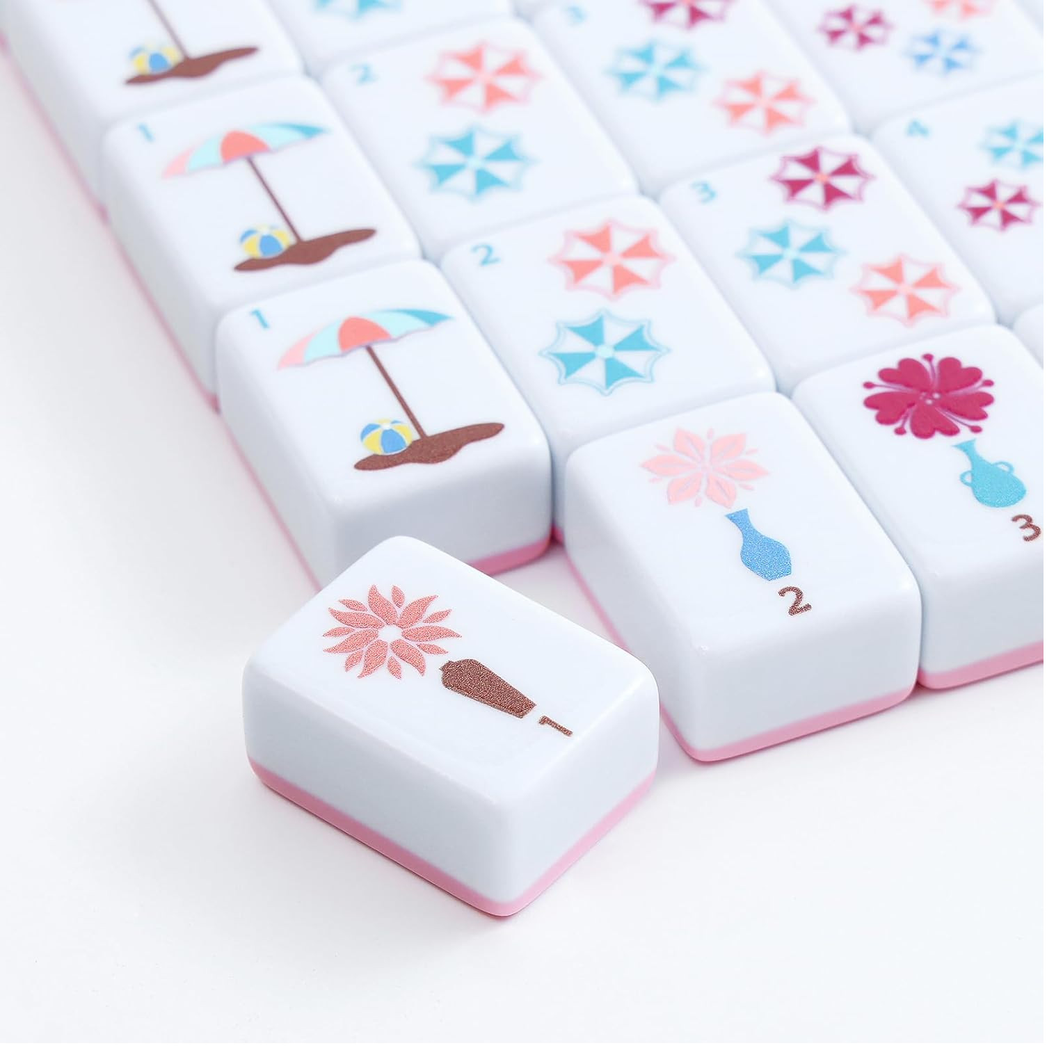 160 Pink Printed American Mahjong Game Set with Carrying Bag and Accessories,