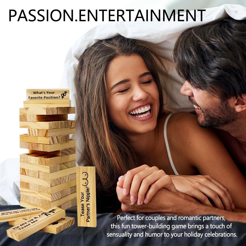 Pakoc Couples Game Wooden Tumbling Tower Game 48 Wooden Stacking Game