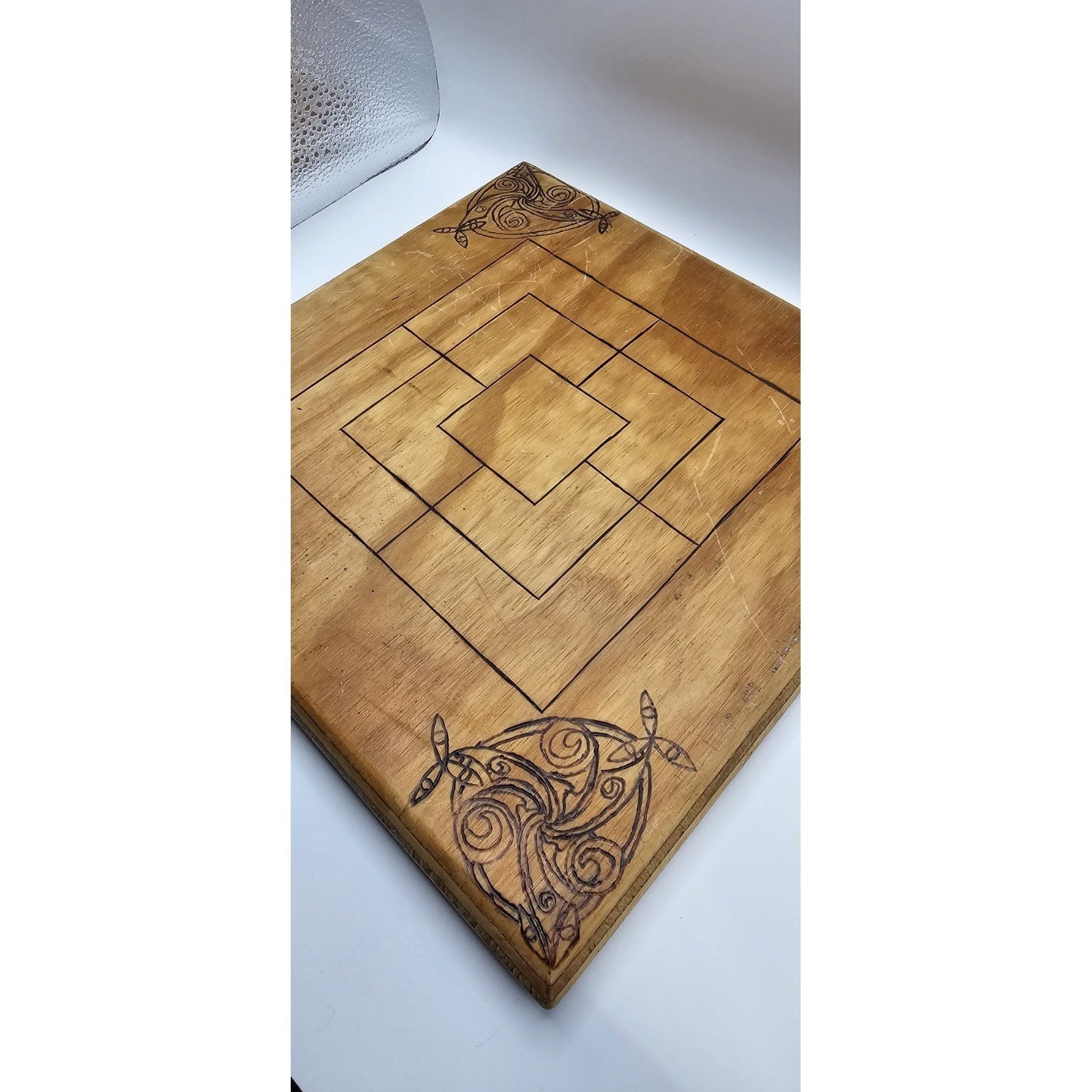 Nine Men’s Morris Strategy Game Ancient Rome Board Handcarved Wood Vintage 10×10