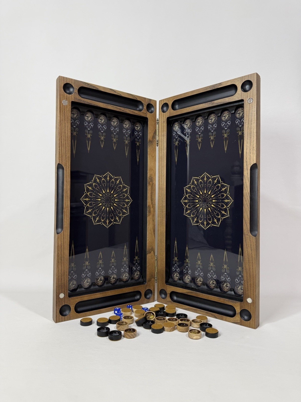 Lion Backgammon Set with Tempered Glass – Handmade Wooden Royal Board Game