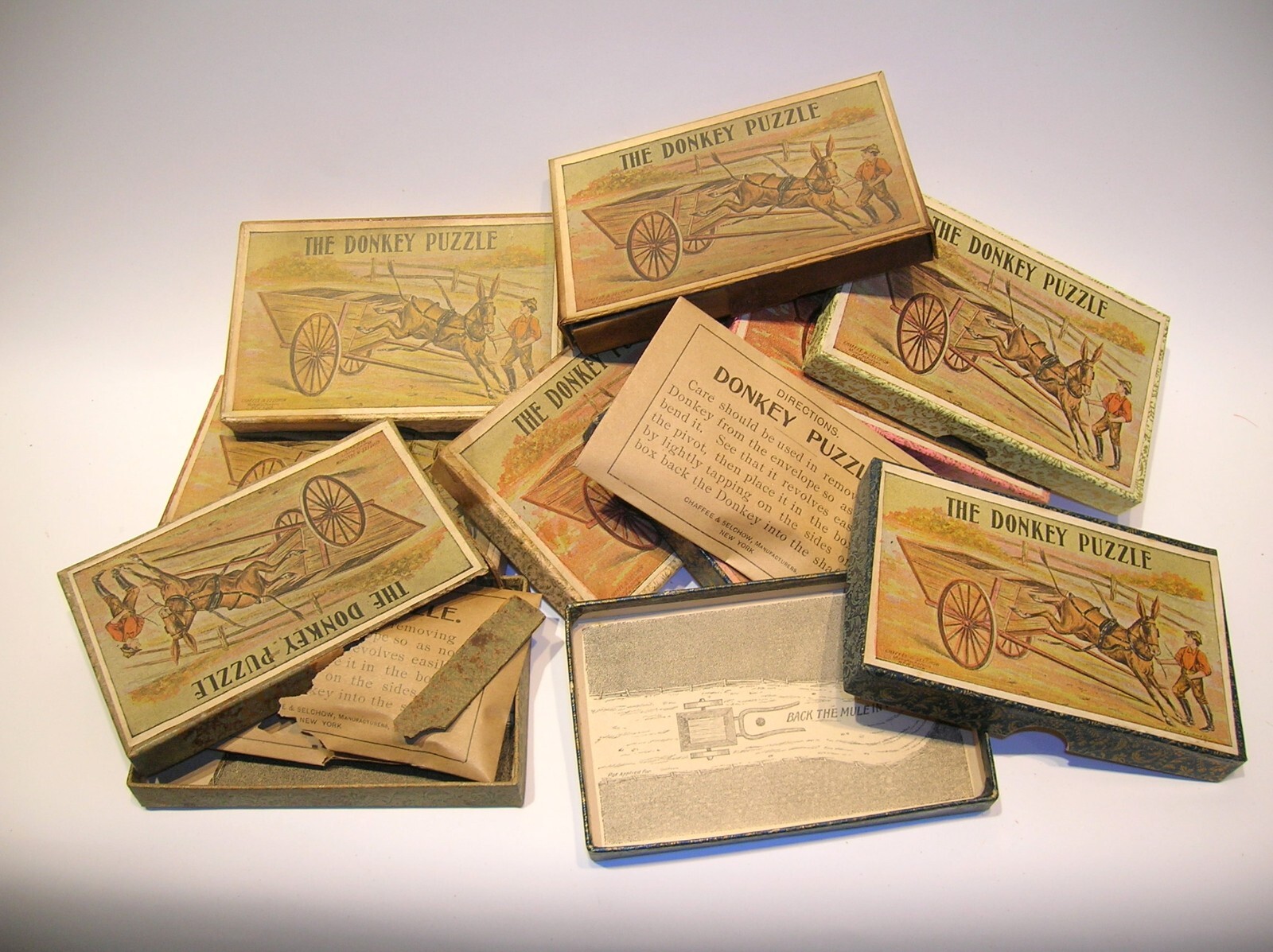 ANTIQUE 1890’S CHAFFEE & SELCHOW, NY “THE DONKEY PUZZLE” GAME – NOS – BEST OFFER