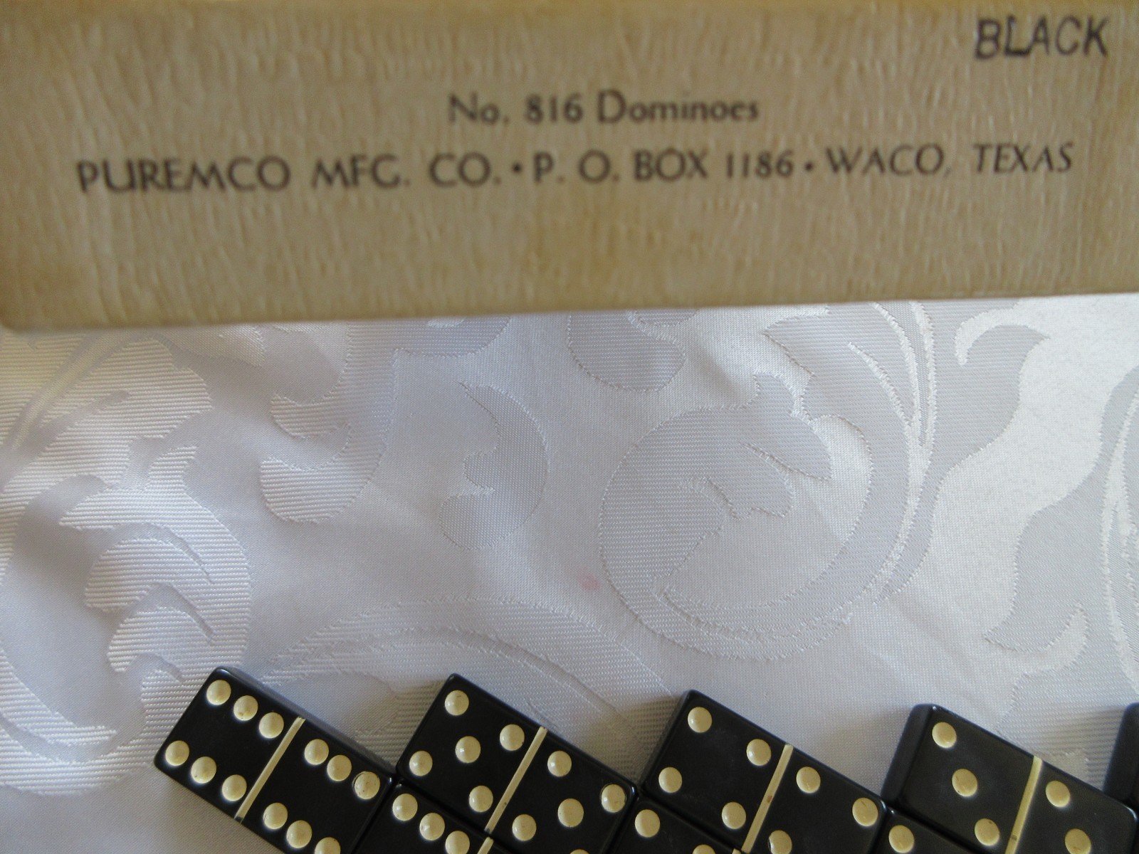 Vtg Puremco Super Thick 1/2” Marblelike Black Professional Dominoes USA #816