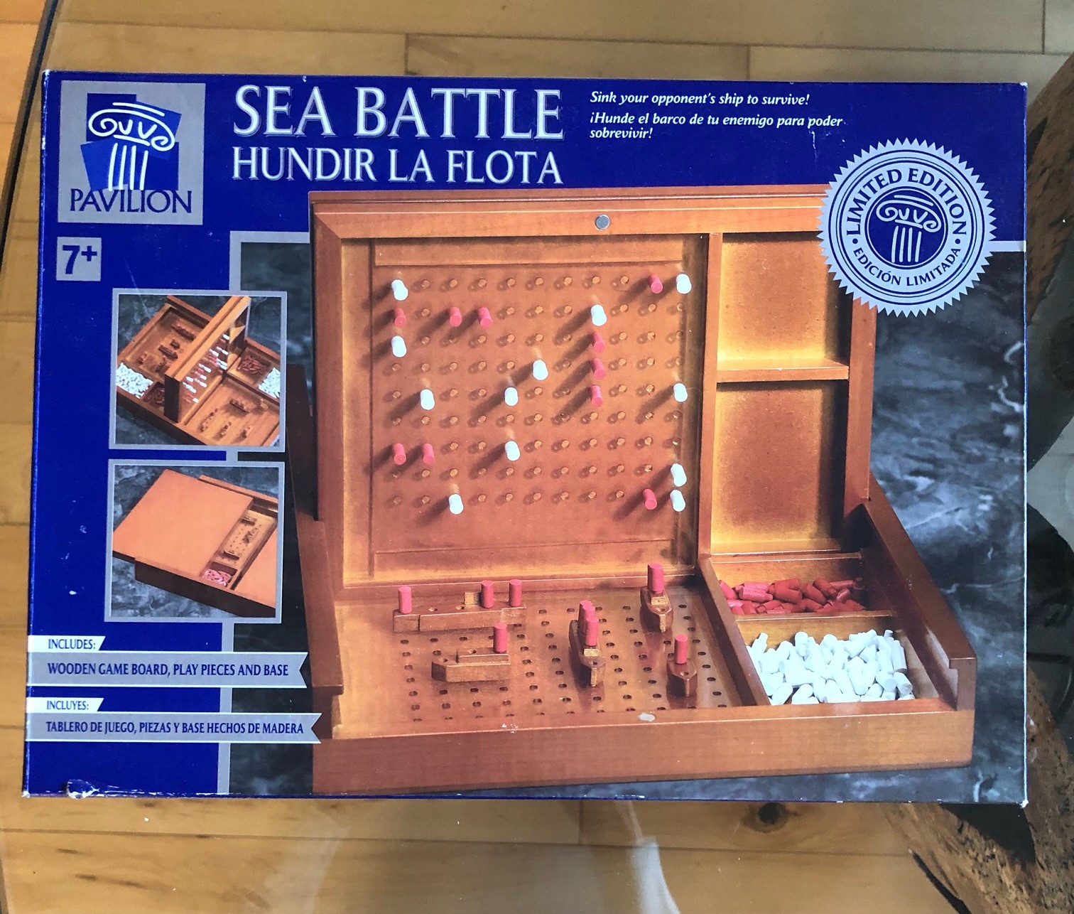 Battleship Style WOOD Pavilion Sea Battle Limited Edition Game, New/Open Box
