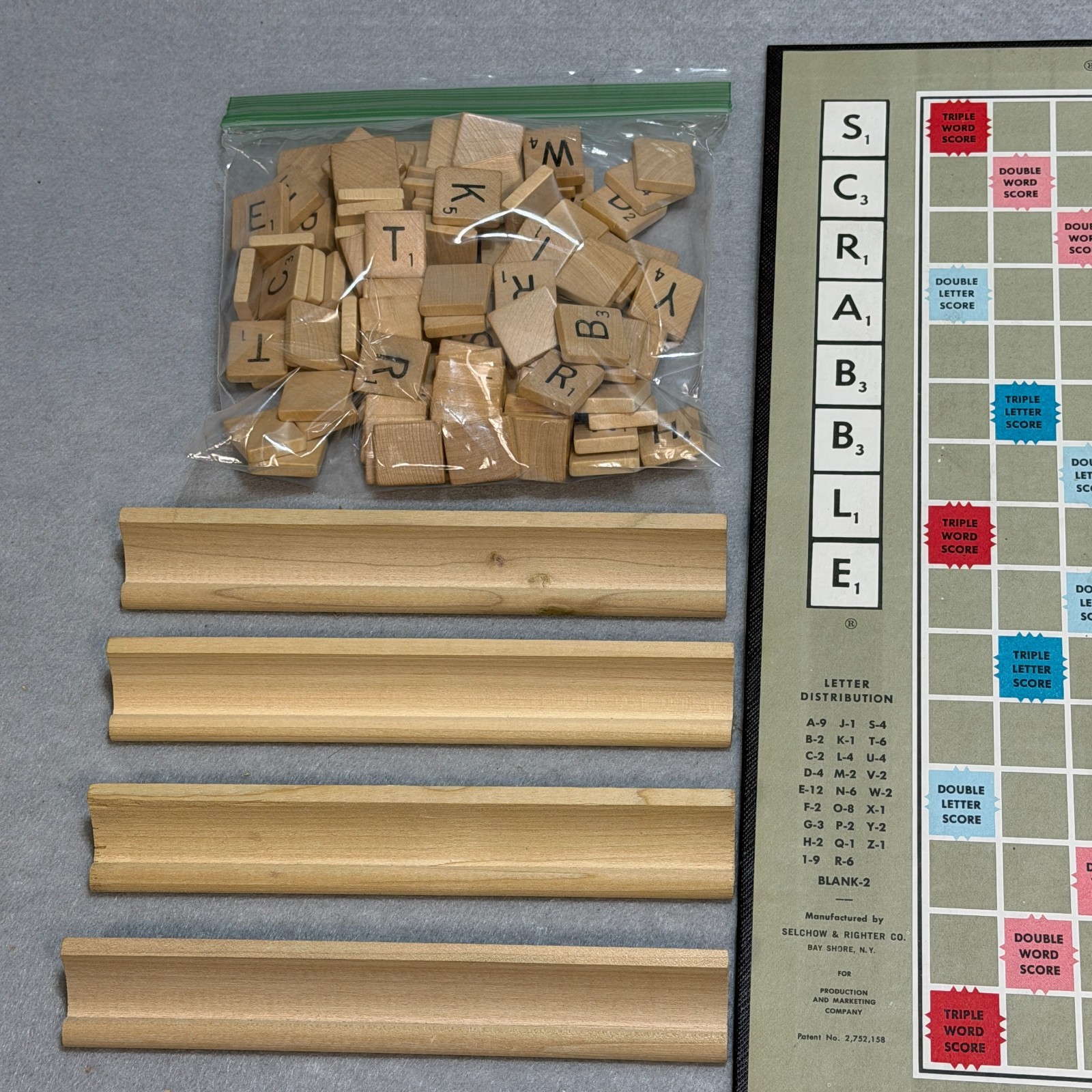 Vintage 1950s Scrabble Crossword Game Complete 100 Tiles Selchow & Righter