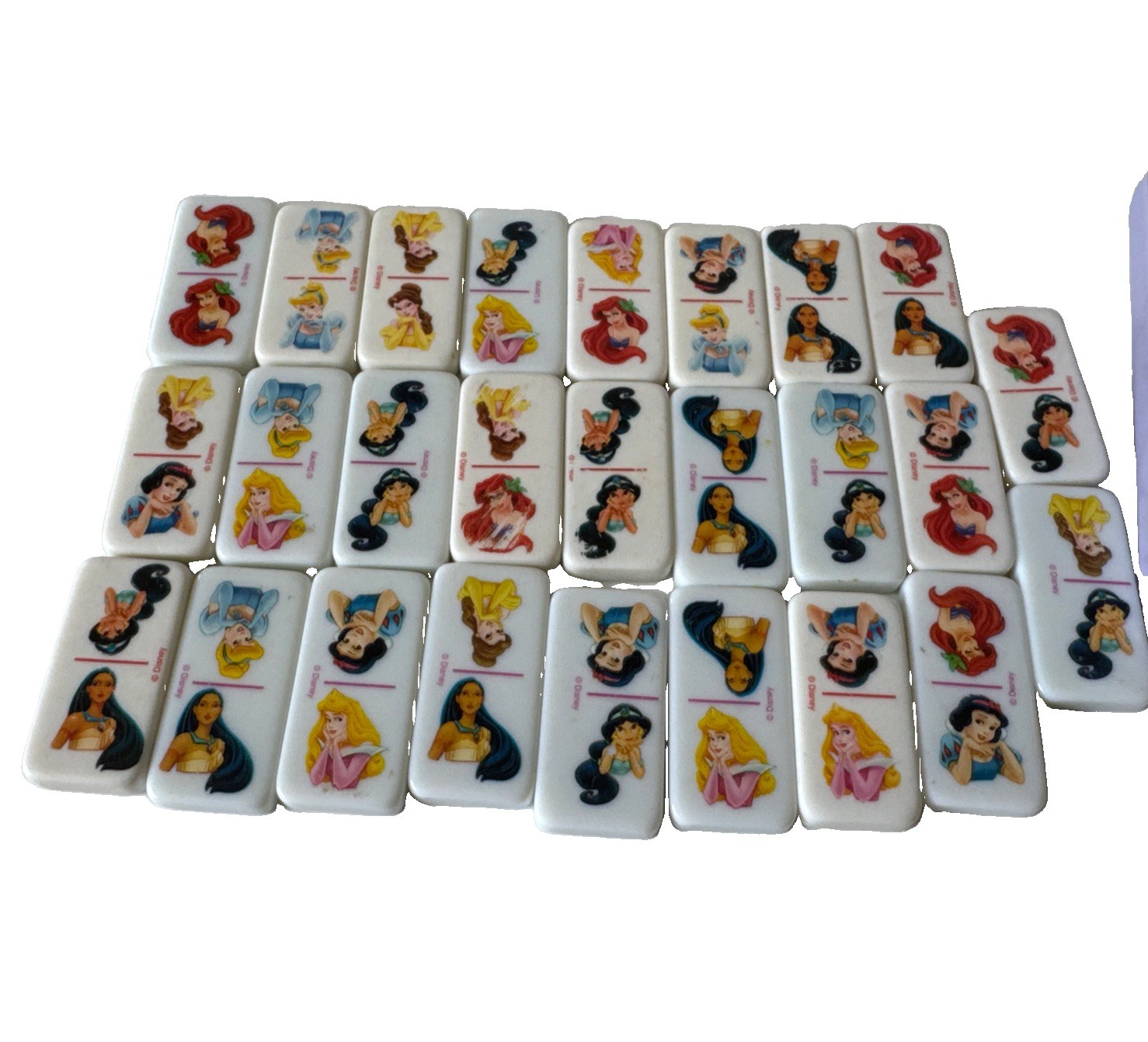 VTG Disney Princess Characters Dominoes Tile Game with Case HTF