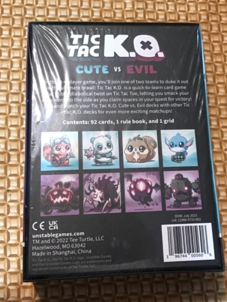 Tic Tac K.O. Cute vs. Evil 2 Card Game 8+ K.O. 2-4 Players Unstable Games NEW
