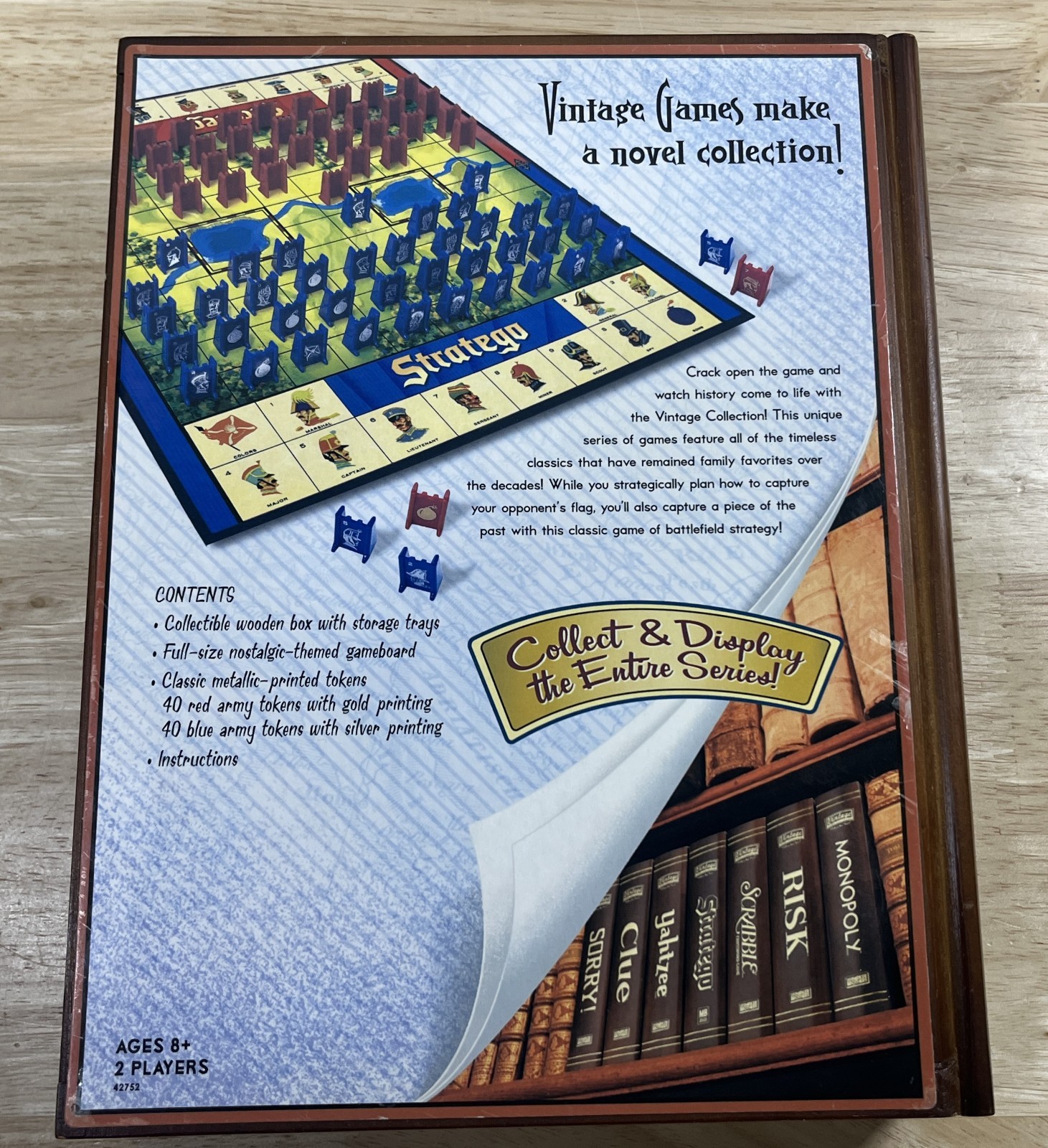 Stratego Vintage Game Collection Bookshelf Edition Wooden Box – Complete – 2005