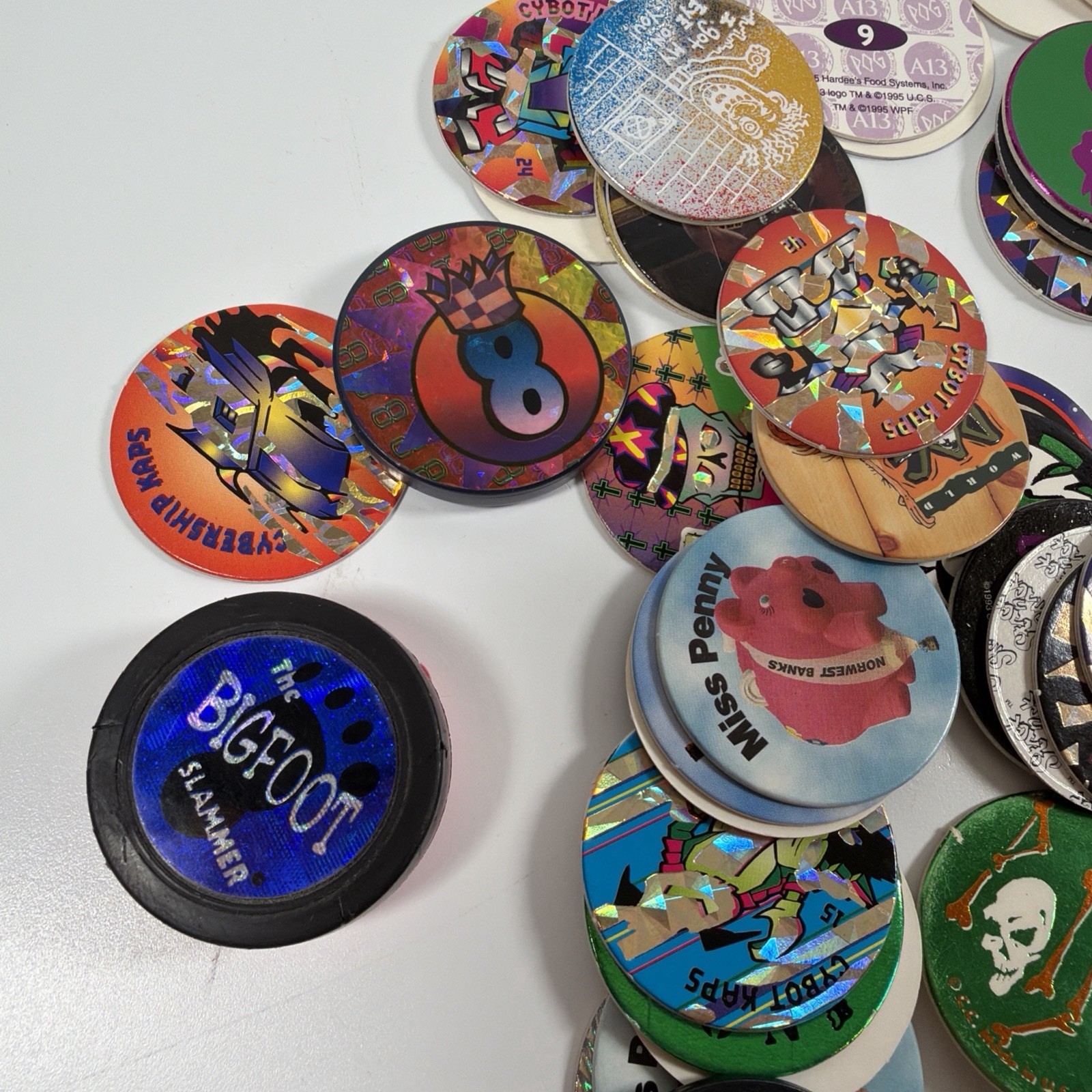 Vintage Pog Lot – Rocket Ship Container A13 Big Foot Slammer Collection