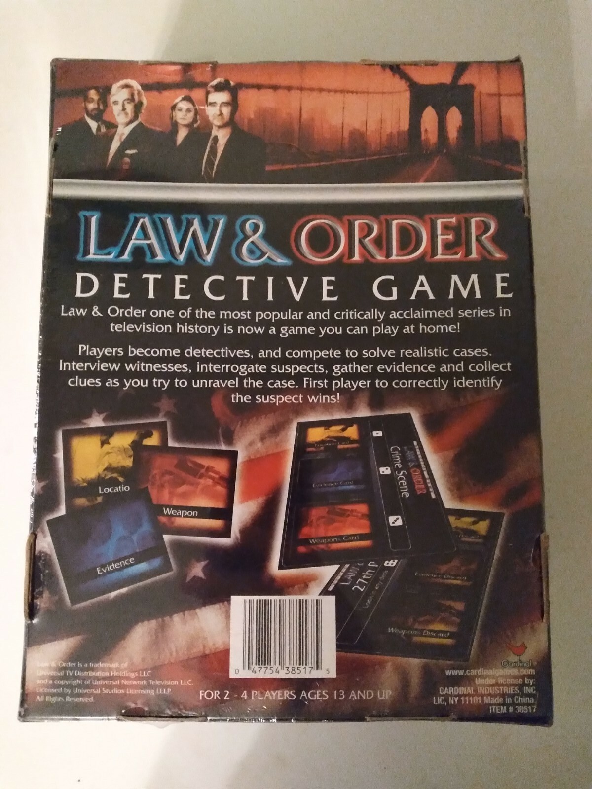 NIB New Law & Order Detective Game Cardinal Games 2-4 players ages 13+ TV Show